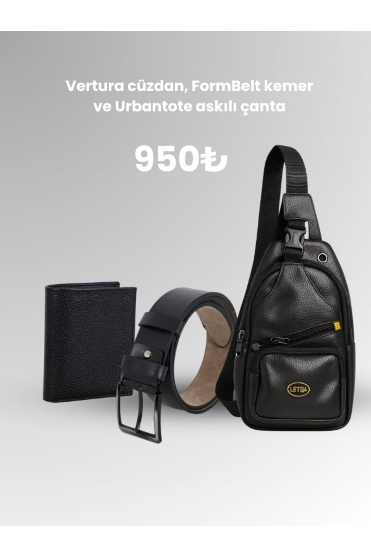 HSKBelt Vertura Cüzdan + FormBelt Kemer + Urbantote Askılı Çanta 3'lü Kombin Set
