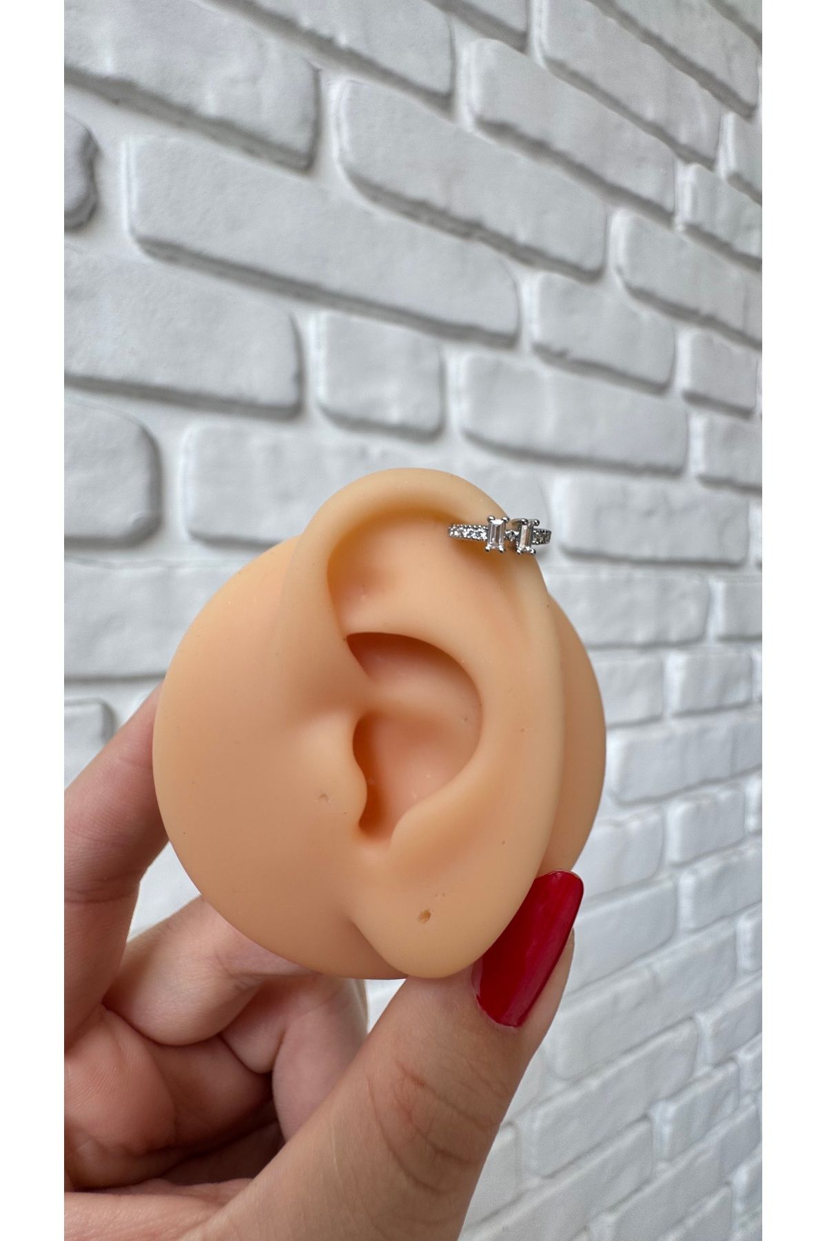 alysa jewelry Cerrahi Çelik baget taşlı halka Piercing 8mm