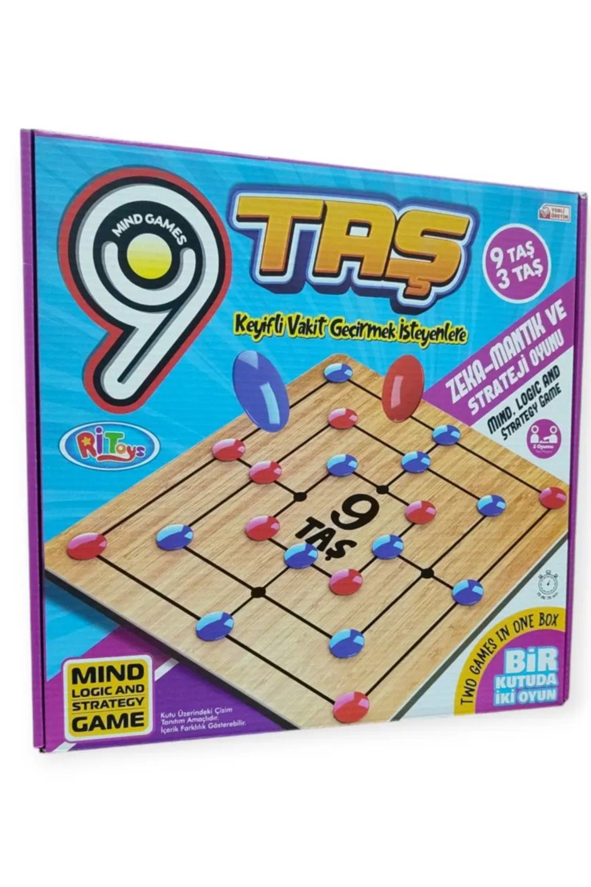 Mahi Max 9 Taş 3 Taş Ahşap Strateji Oyunu - 2 Oyun Bir Arada