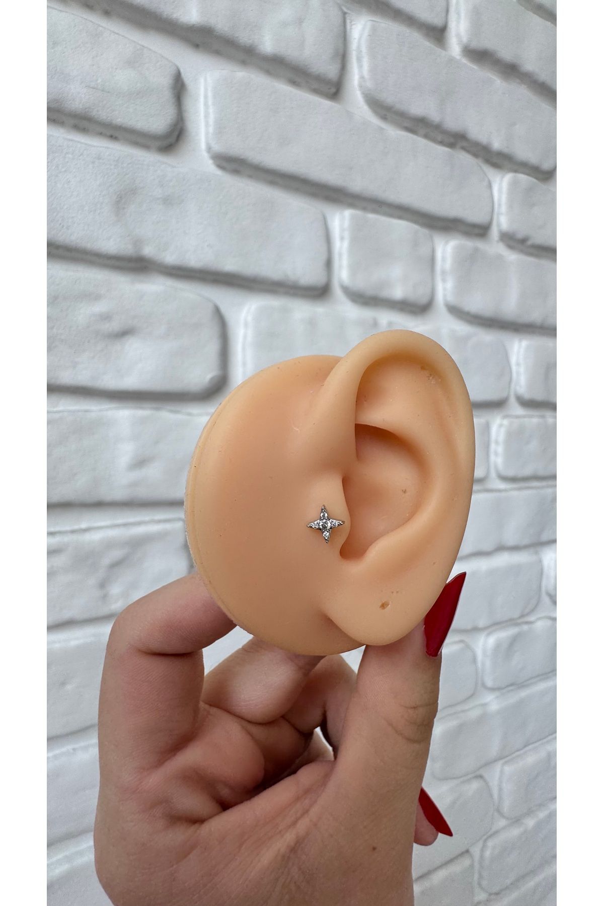 alysa jewelry Cerrahi Çelik yıldız detaylı zirkon taşlı Piercing