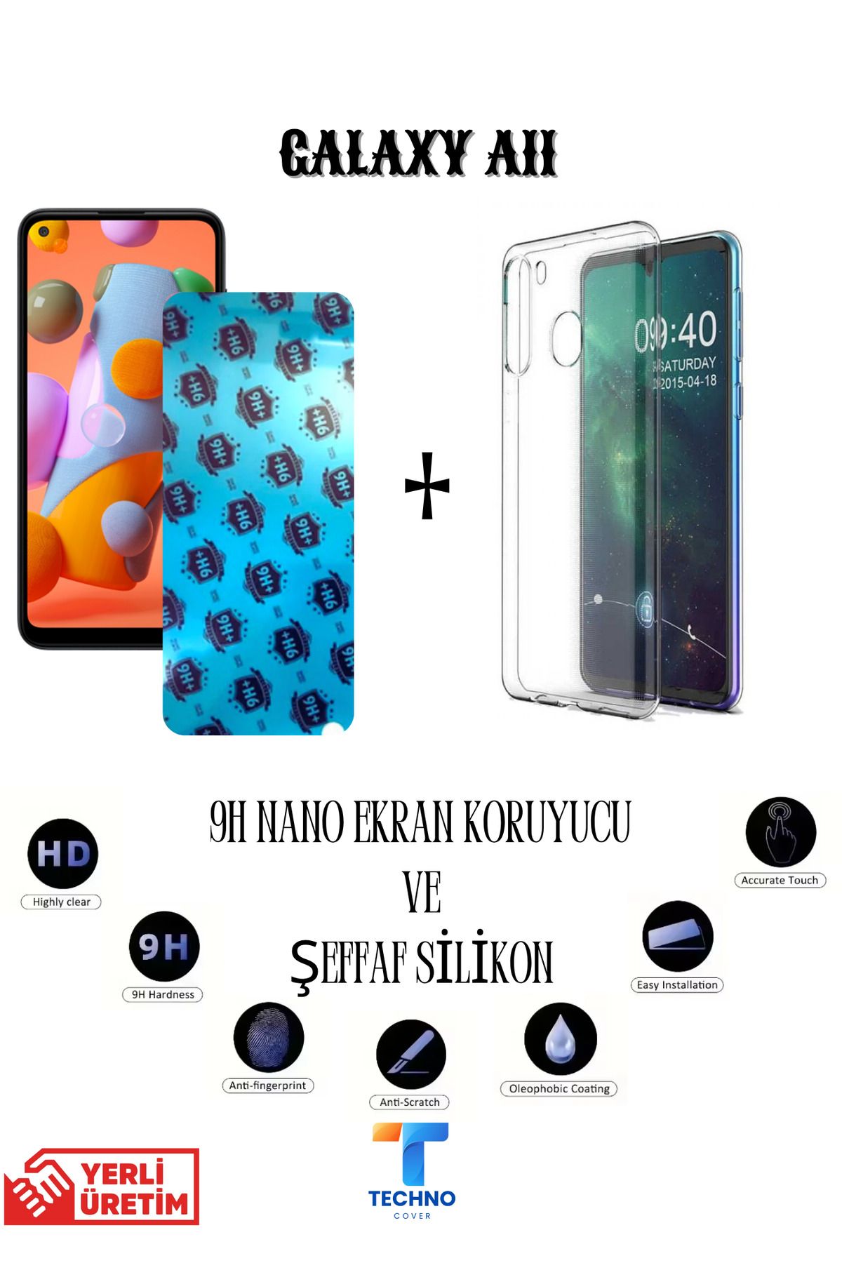 foxpower Samsung A11 Nano Ekran Koruyucu ve Şeffaf Kılıf 2li Avantajlı Paket