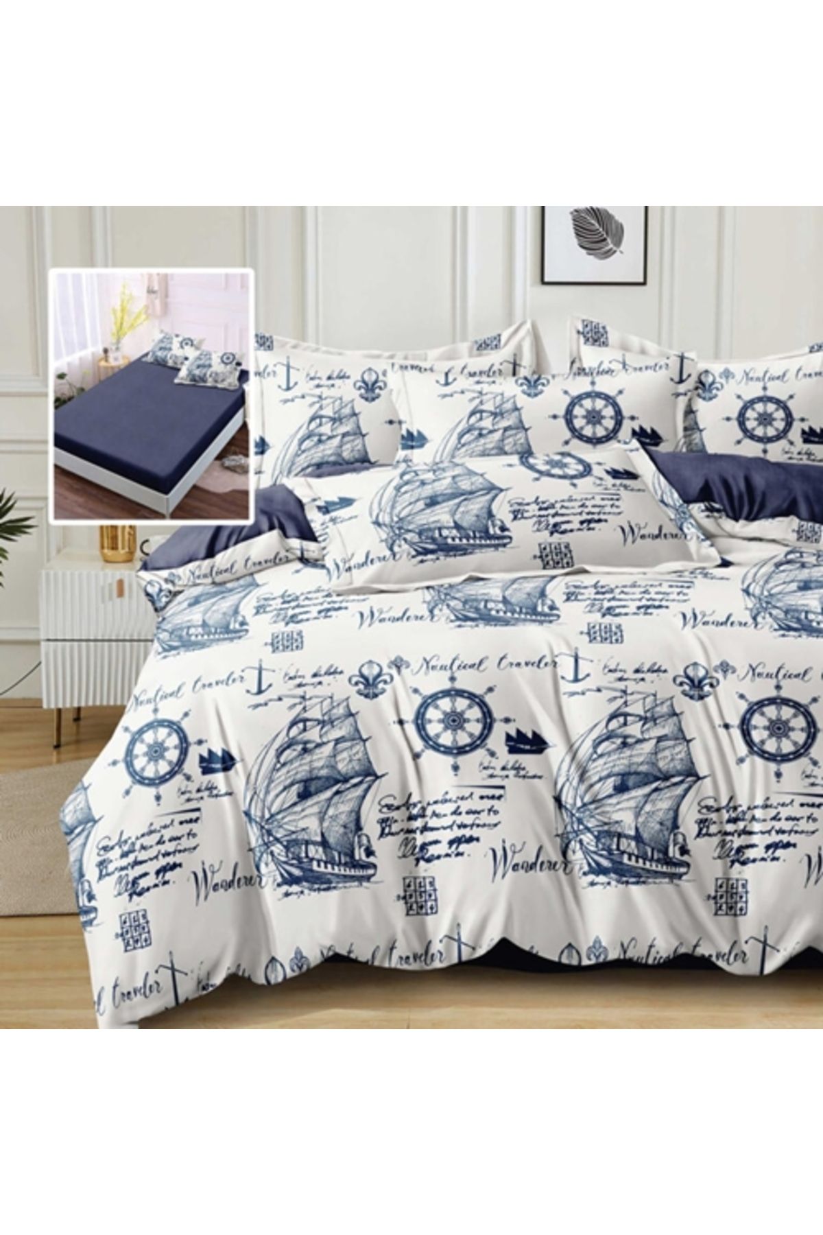 PATONE Lenjerie De Pat Finet, Cearceaf Cu Elastic 180x200cm, 6 Piese, Pat Dublu, Pucioasa, Rah160-241 - One Size