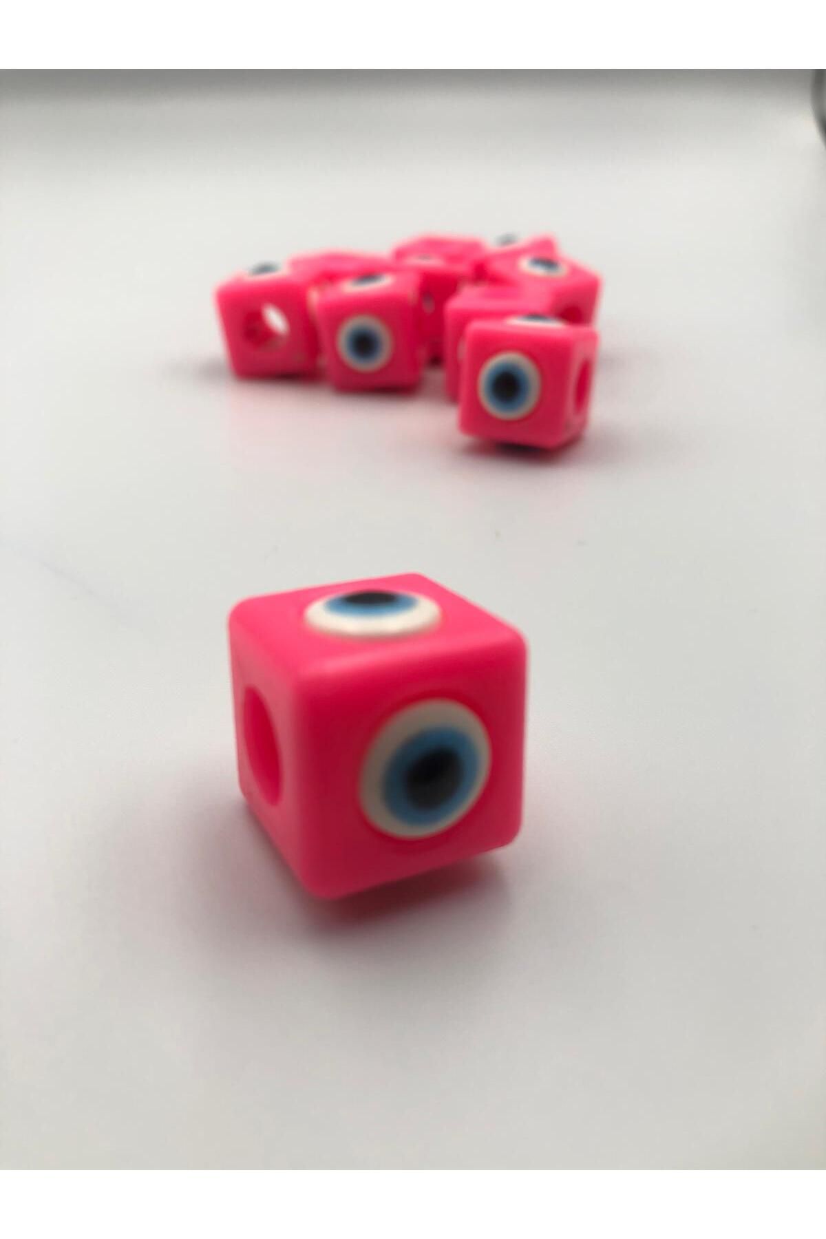 DUCK HOBY 10 Adet Koyu Pembe Plastik Nazar Boncuğu 16x16mm