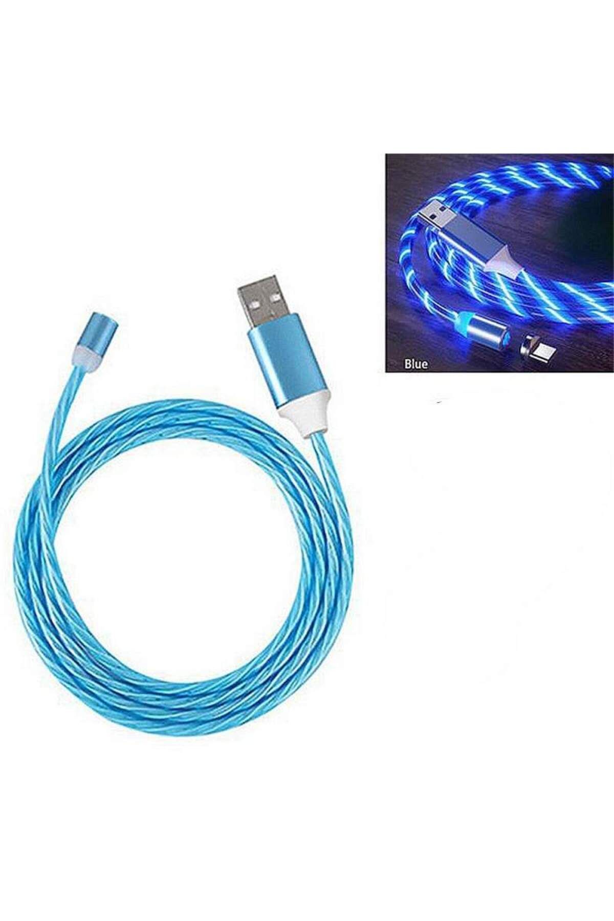 SIKS-Cablu de încărcare 3 în 1, magnetic, Lightning, Micro-USB, Tip C, Albastru 3