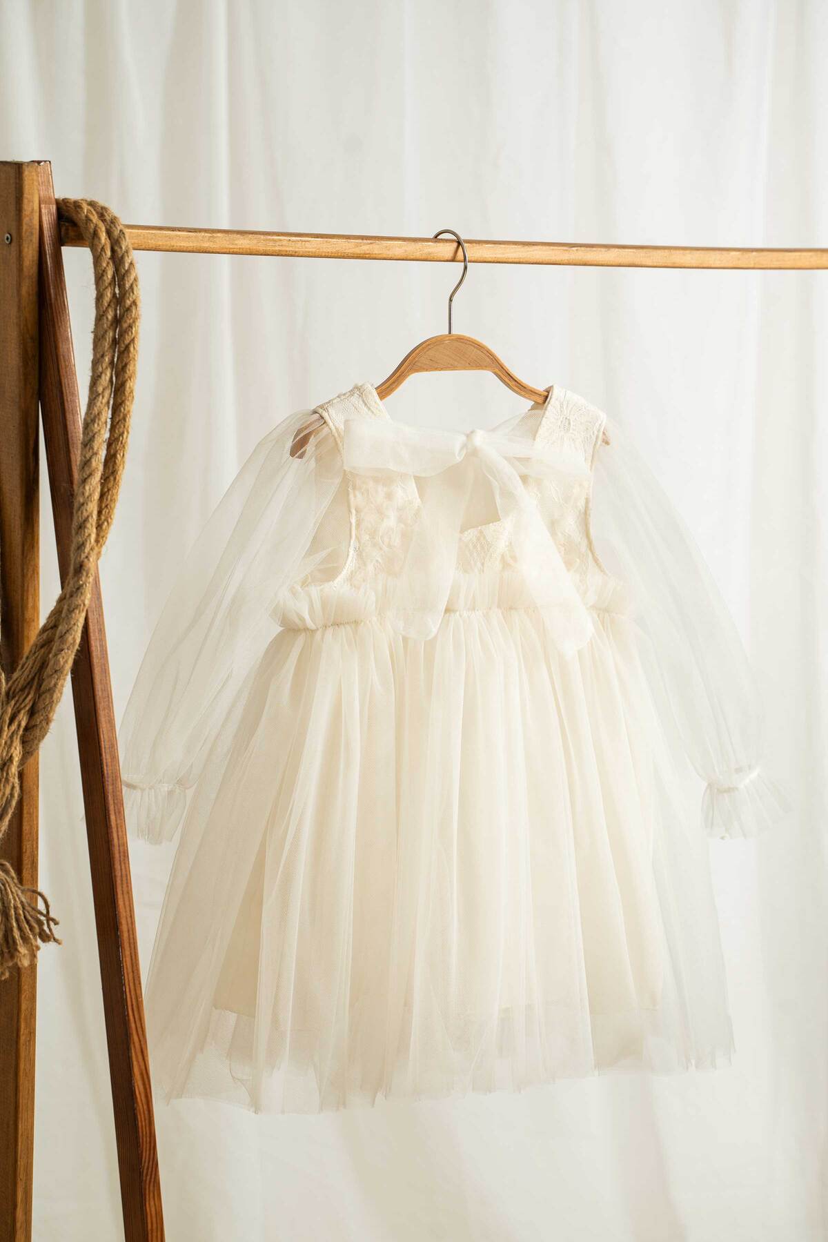 Mini Chics Tül Uzun Kol Kız Çocuk Elbise fotoğrafı 2 (önizleme)