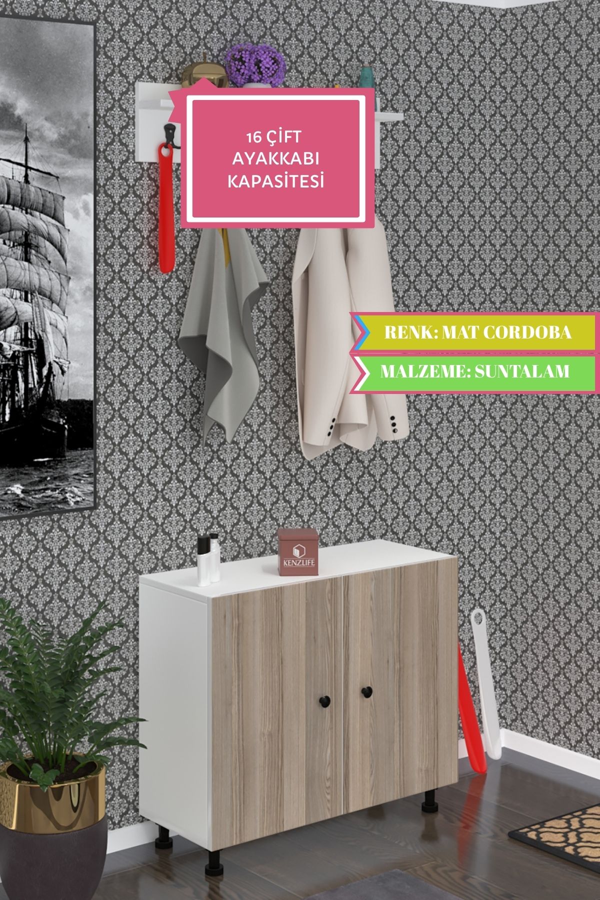 Kenzlife ayakkabılık galoş4 crdbyz 68*080*32 kapaklı 4 raflı 16 çift ayakkabı kapasitesi