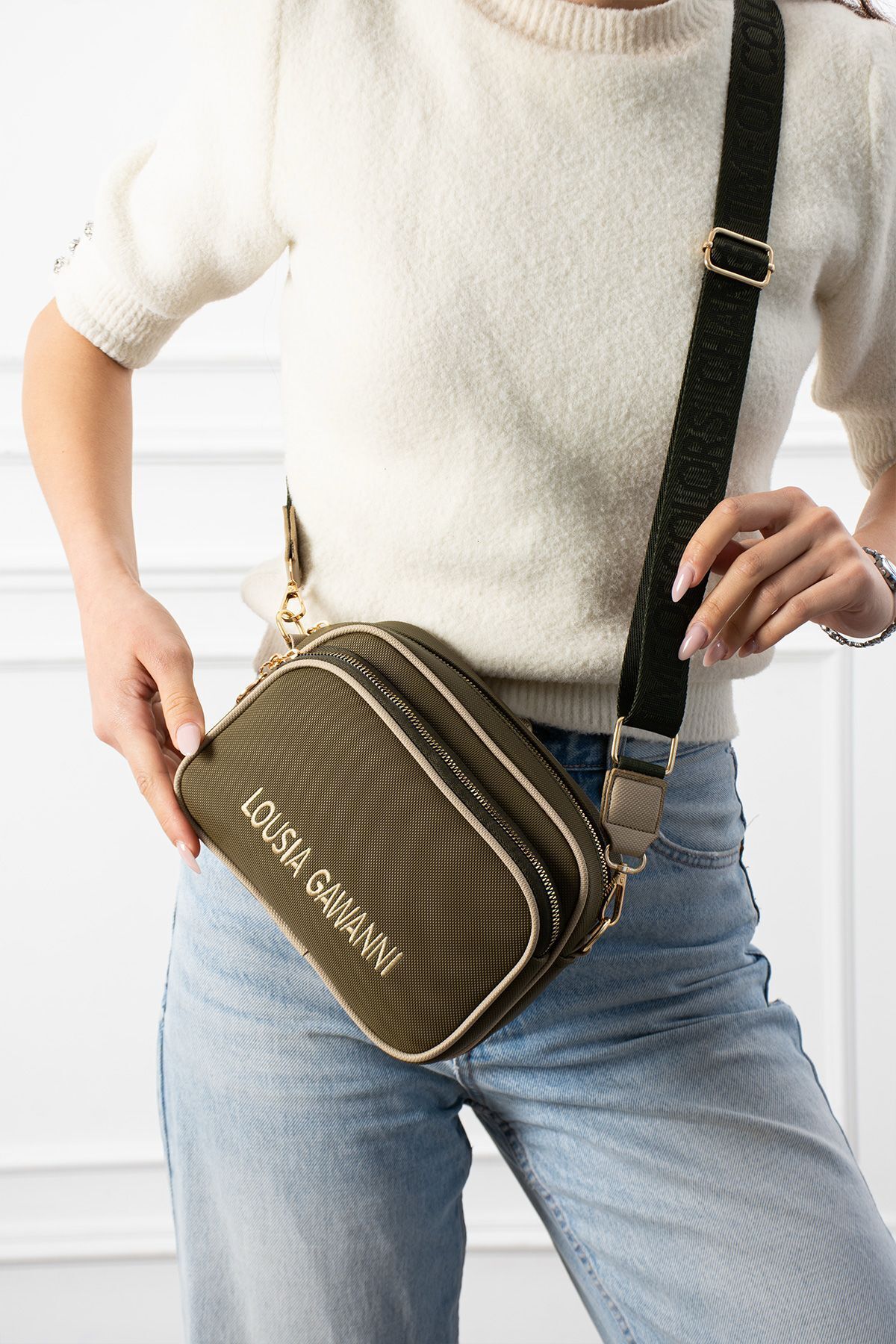 Givenza 3 Bölmeli Astarlı Kadın Çapraz Çanta