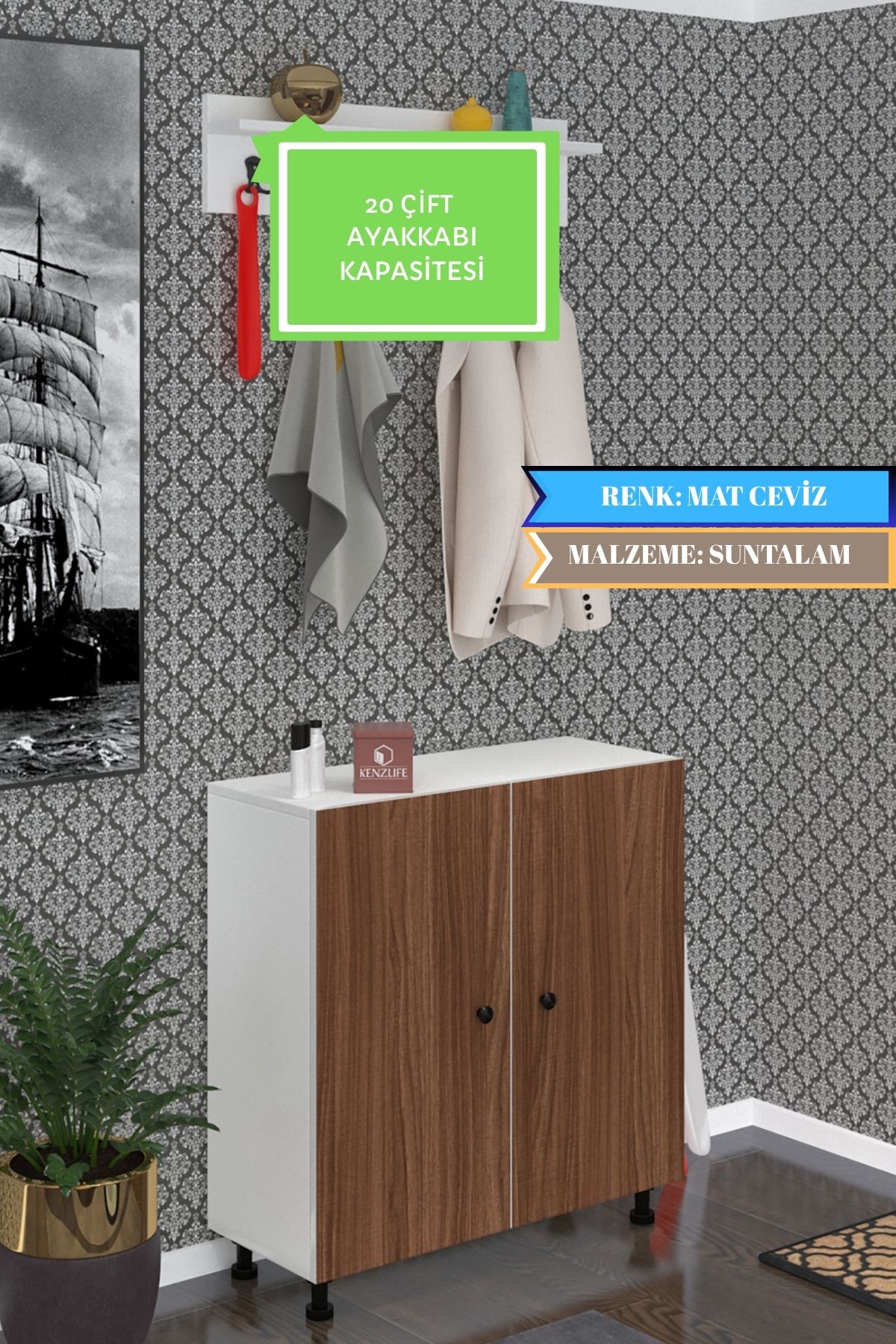 Kenzlife ayakkabılık galoş5 cvzbyz 83*080*32 kapaklı 5 raflı 20 çift ayakkabı kapasitesi