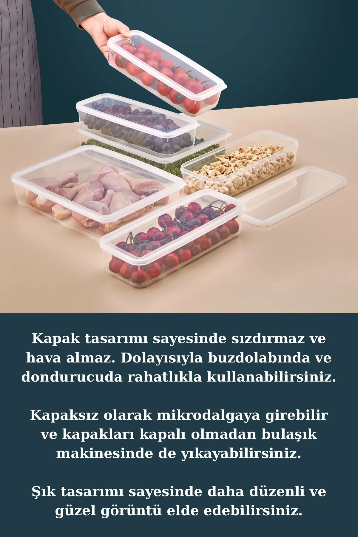 Espas Home-حاوية تخزين فريش بوكس ​​مقاومة للتسرب مكونة من 8 قطع – متوافقة مع الميكروويف والثلاجة / 1400 مل - شفافة 2