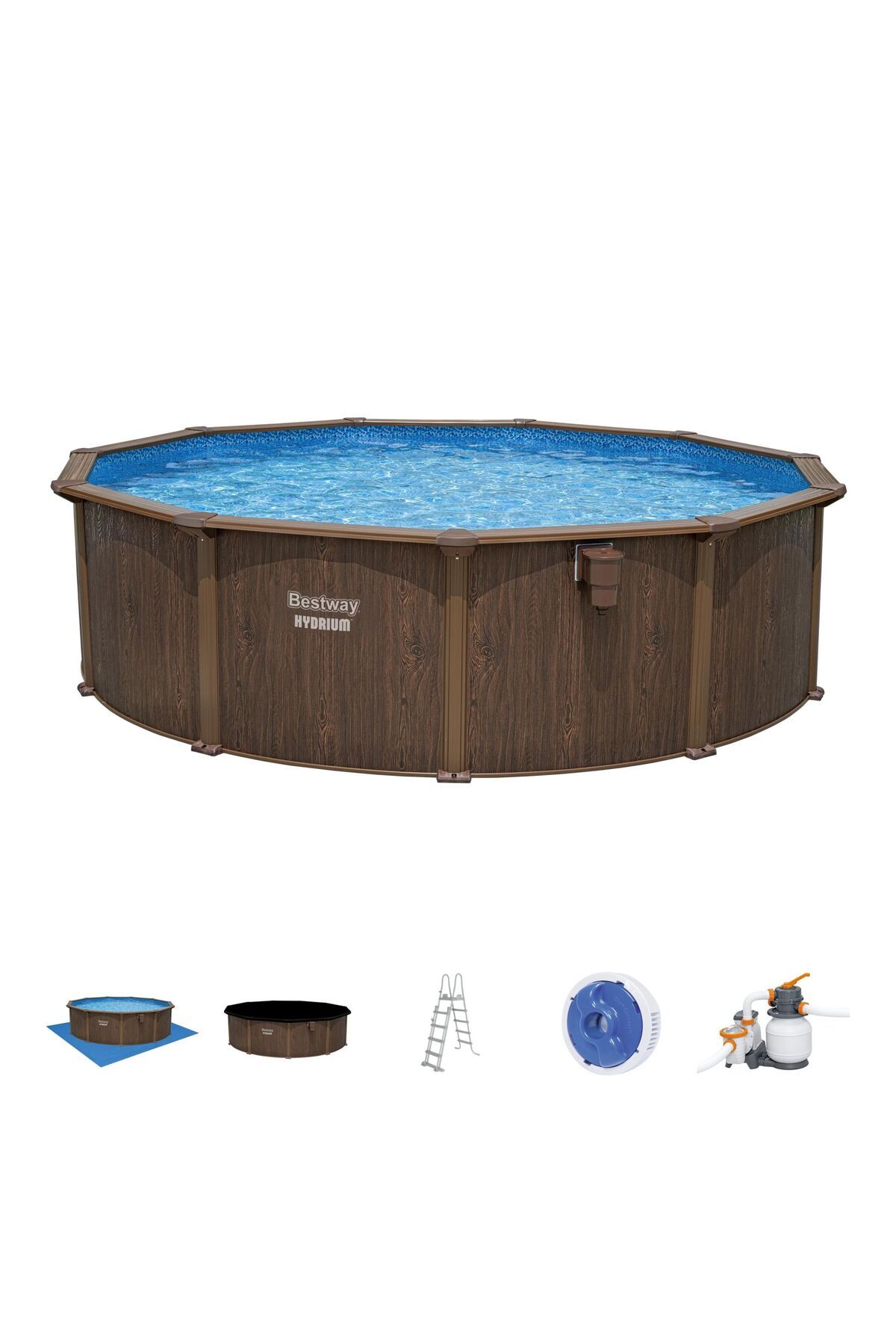 BESTWAY ® 561cu Hydrium™ Çelik Duvarlı Prefabrik Yer Üstü Havuz Seti 4,88 M X 1,32 M