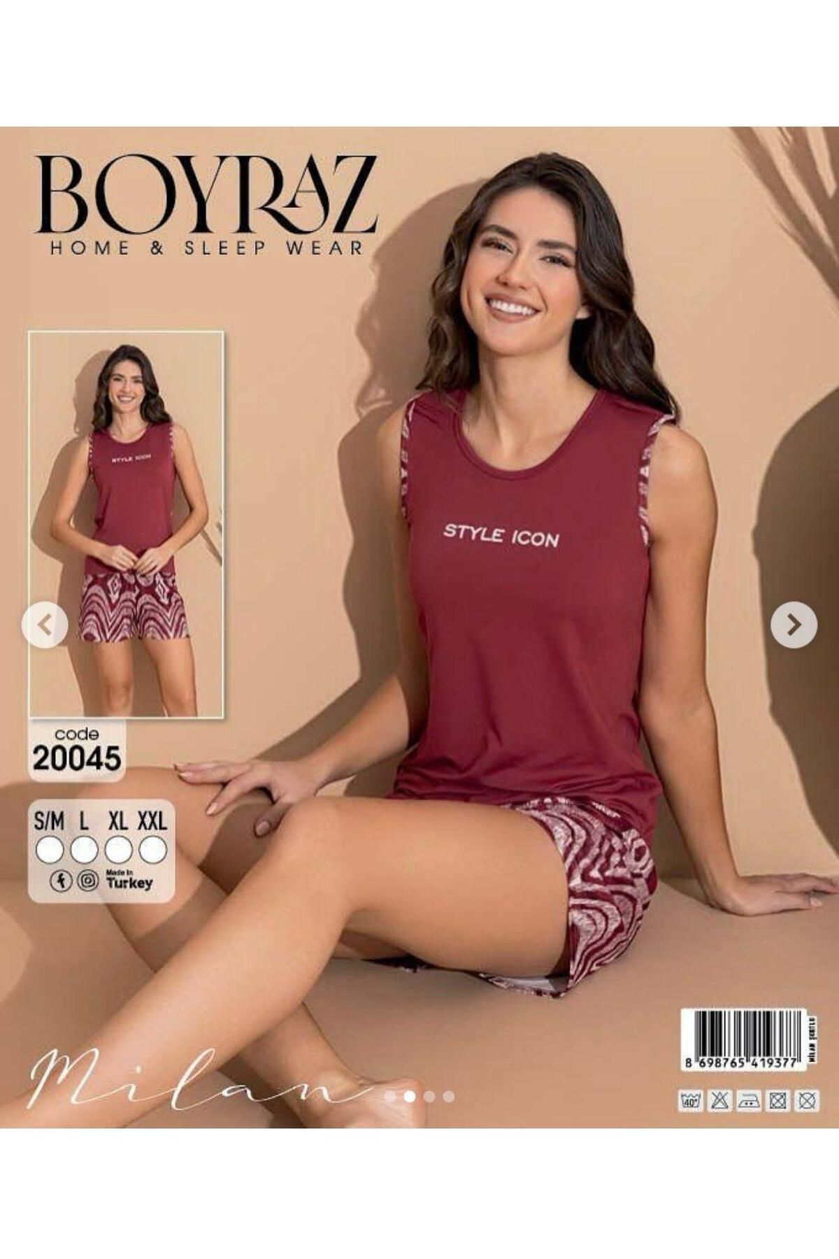 BOYRAZ Kolsuz bordo milan pijama takımı