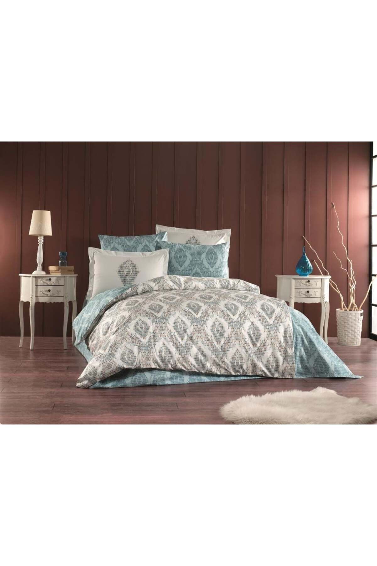 swilex Hoby Çift Kişilik Poplin Nevresim Retro Mint