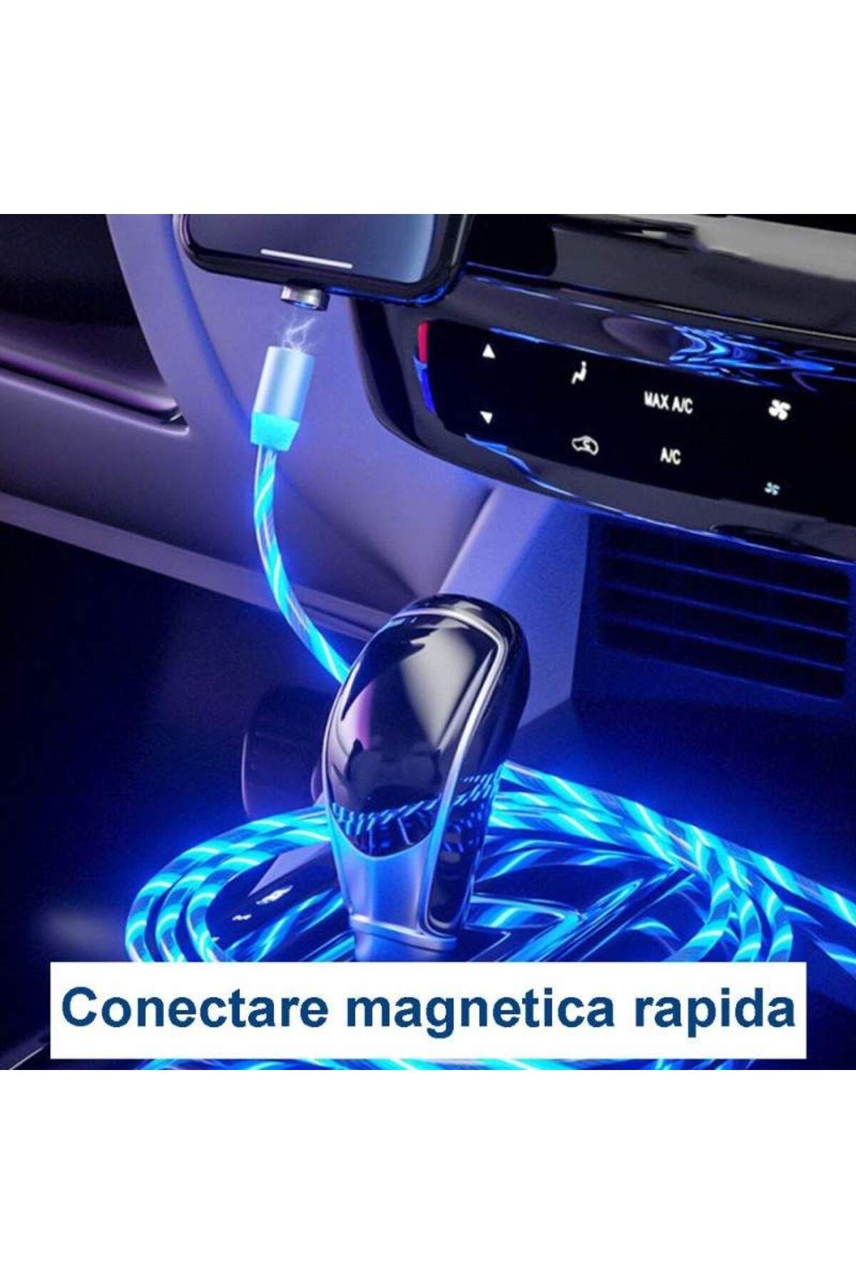 SIKS-Cablu de încărcare 3 în 1, magnetic, Lightning, Micro-USB, Tip C, Albastru 4