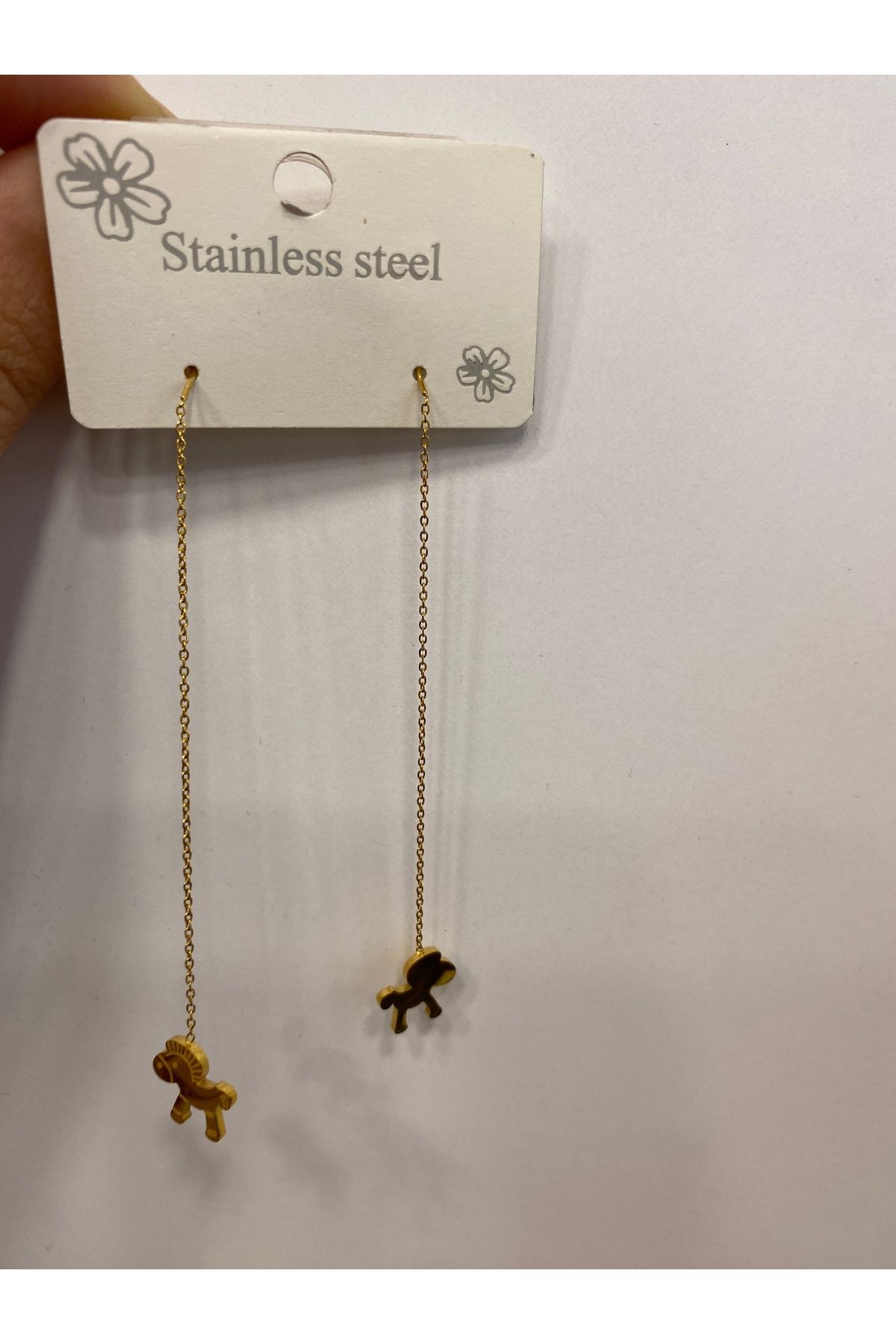 so'lis collection Çelik Sallanan Hayvan Figürlü Küpe