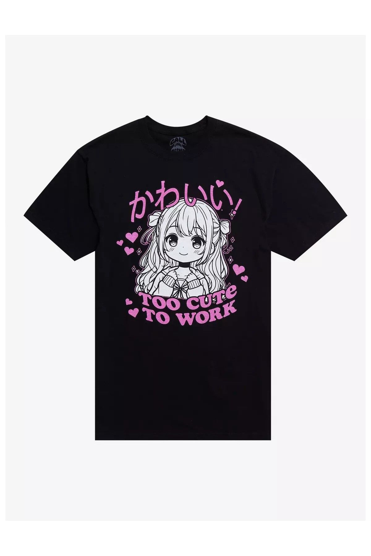 DEEFWEAR Siyah Too Cute To Work Ön Baskılı Unisex Oversize Tshirt