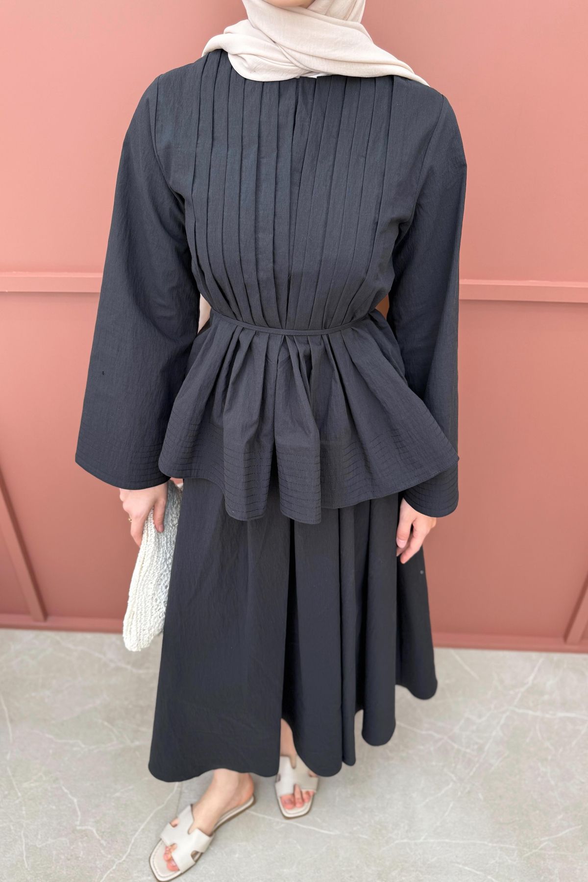 Butik Eteği büzgülü takım etek gömlek