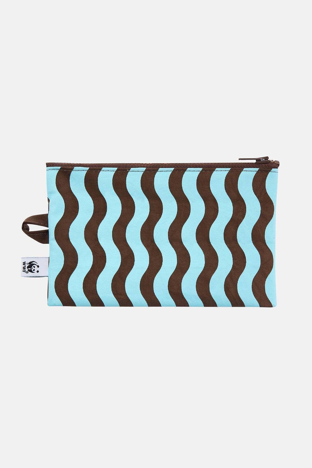 WWF Market Çizgili Mini Case - Mavi/Kahverengi