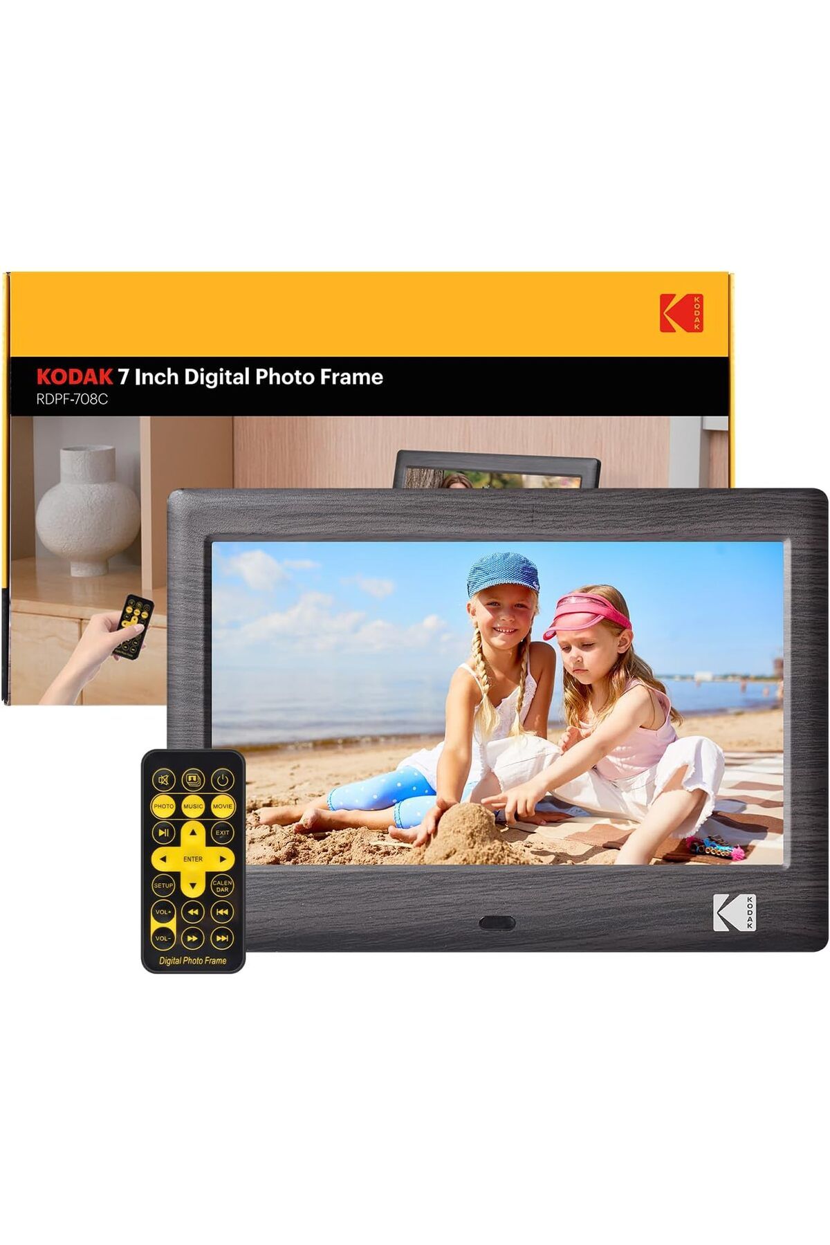 Kodak 7 İnç Siyah Dijital Fotoğraf Çerçevesi, IPS Ekran, USB/SD Uyumlu, Slayt Gösterisi, Takvim