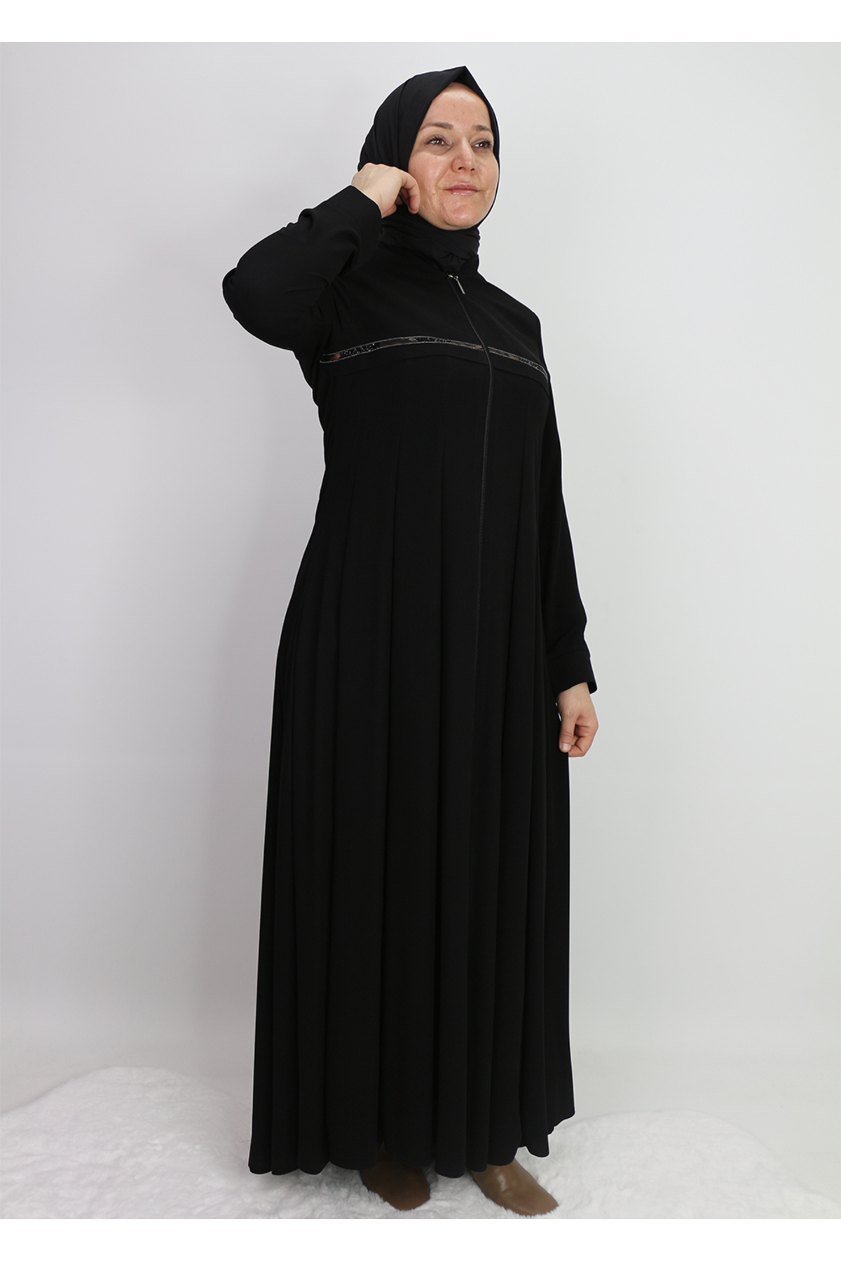 HÜMA ZEN TEKSTİL 9202 ÖNÜ FERMUARLI VE TAŞ İŞLEMELİ MEVLANA MODAL