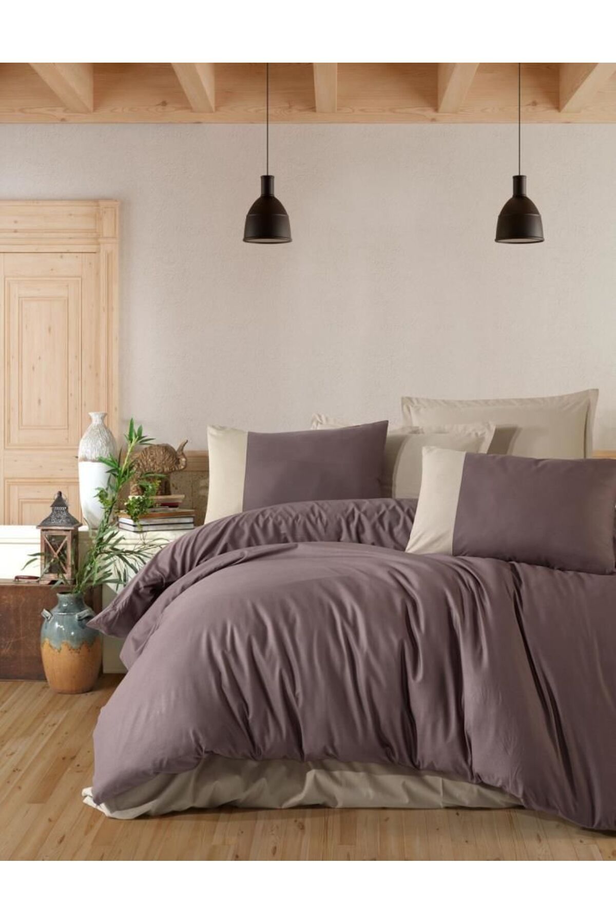 swilex + Butik Serisi Çift Kişilik Nevresim Takımı Pure V2 Kahve
