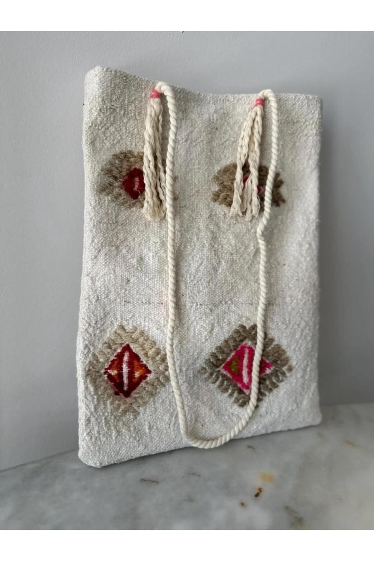 DesignEv Vintage El Dokuma Türk Kilim Çanta, Omuz Çanta, Muhteşem Moda Aksesuarı, Günlük Kullanım Şık Çanta