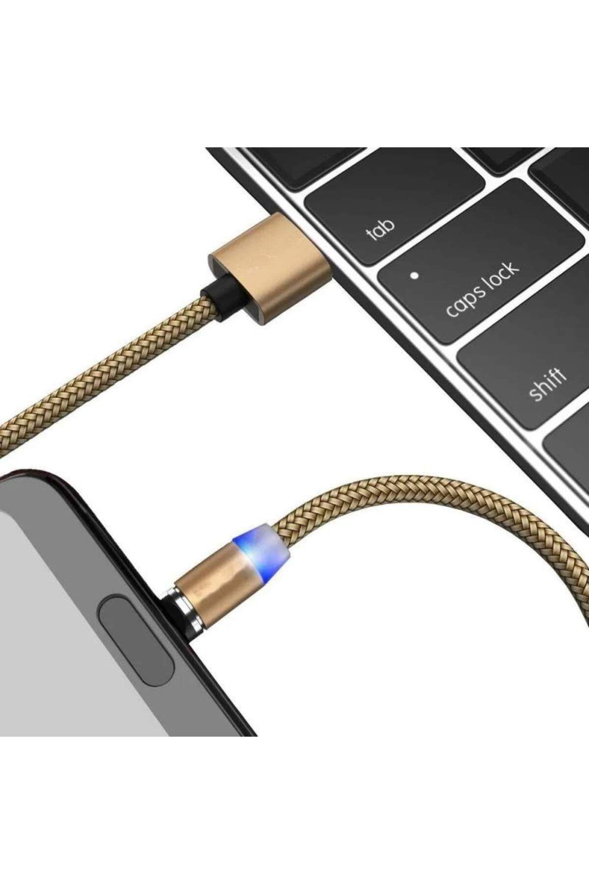 SIKS-Cablu de încărcare 3 în 1, magnetic, Lightning, Micro-USB, Tip C, Auriu 5