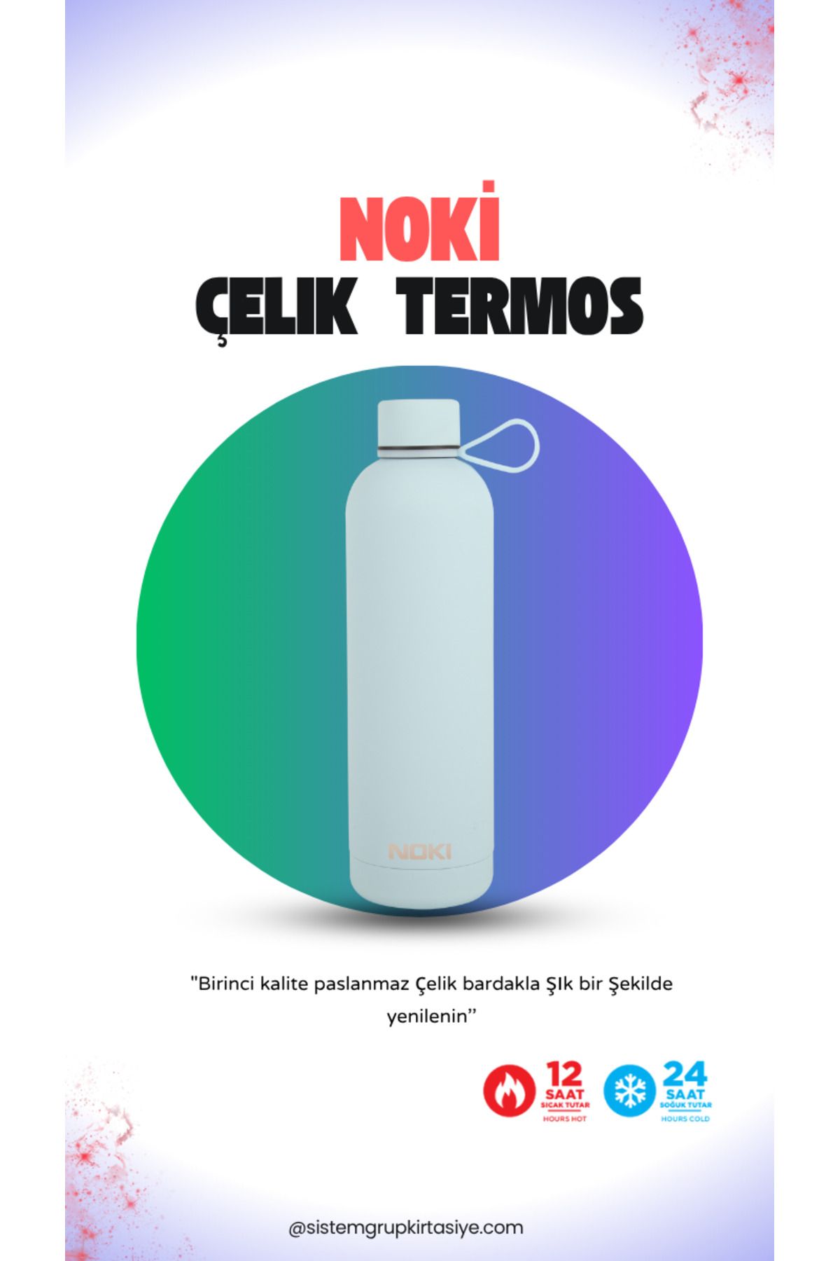 Noki Çift Katmanlı Paslanmaz Çelik Termos Bardak Kahve Çay Termosu 730 ml