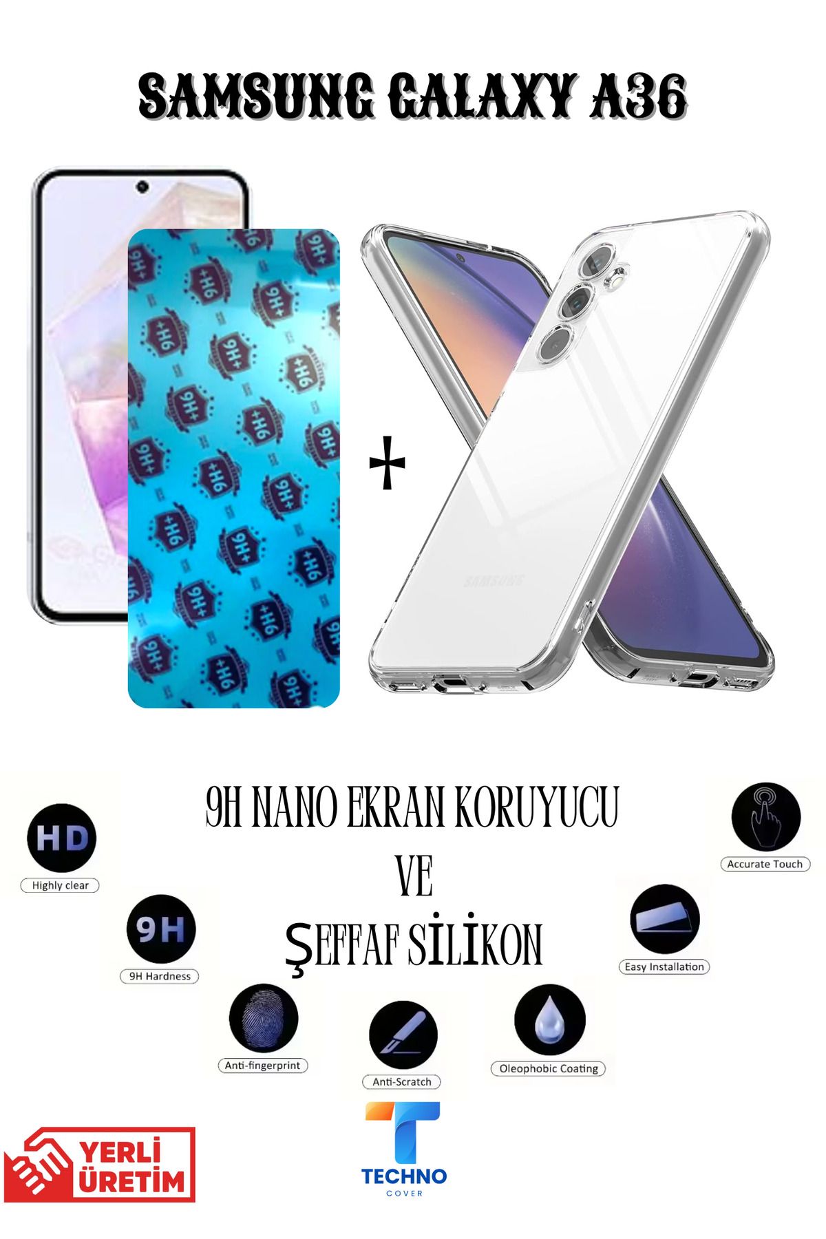 foxpower Samsung A36 Nano Ekran Koruyucu ve Şeffaf Kılıf 2li Avantajlı Paket
