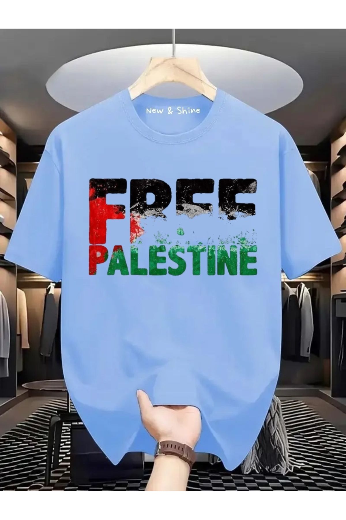 New Shine Free Filistin Baskılı Oversize T-Shirt
