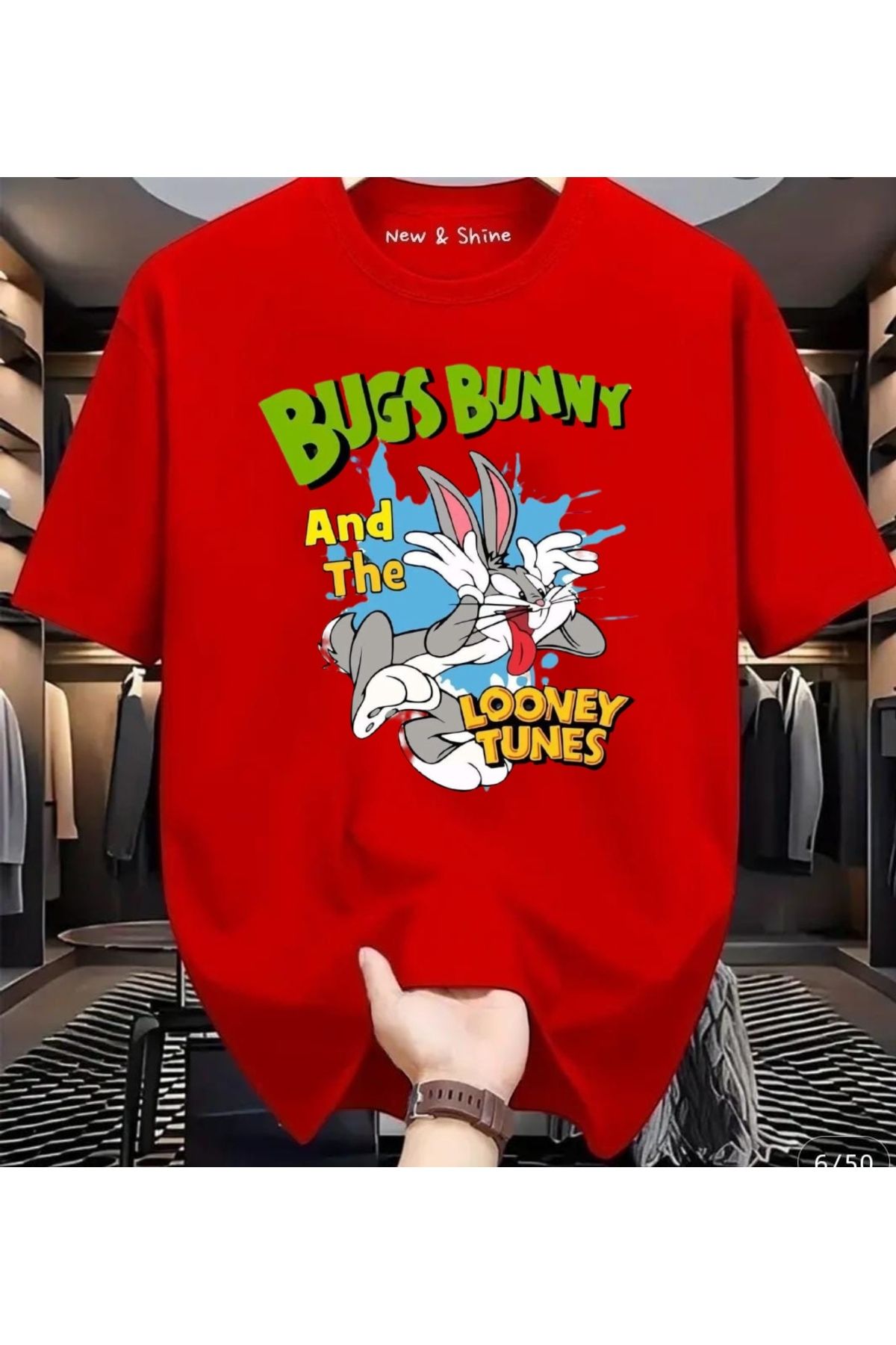 New Shine Bugs Bunny Baskılı Oversize T-Shirt