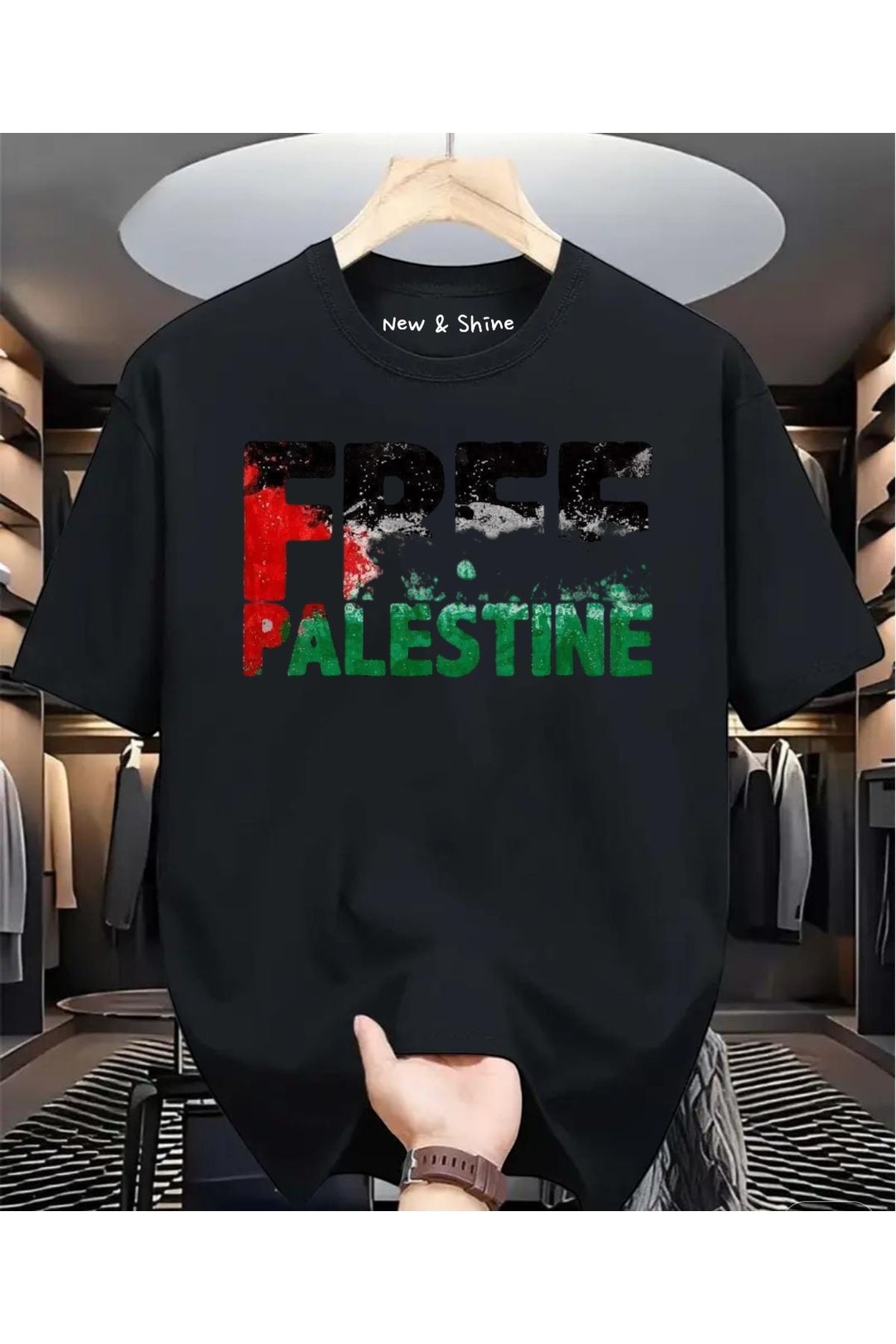 New Shine Free Filistin Baskılı Oversize T-Shirt