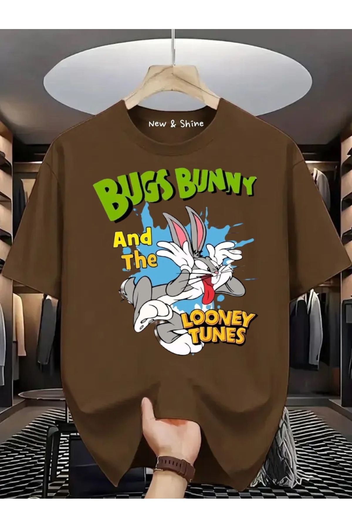 New Shine Bugs Bunny Baskılı Oversize T-Shirt