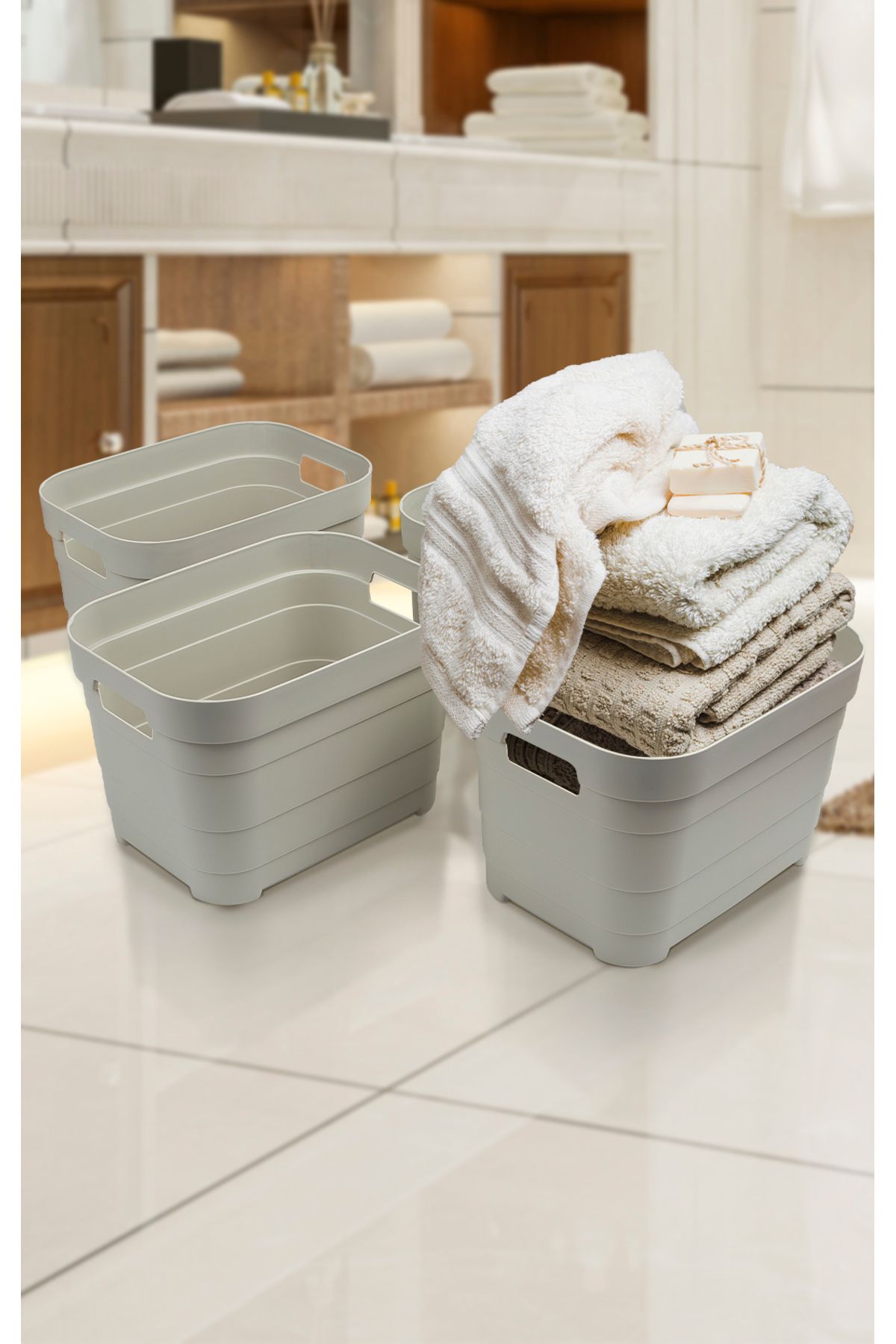 Nesto Home 4'lü Set Çok Amaçlı Sepet Kapaksız 4x5 litre