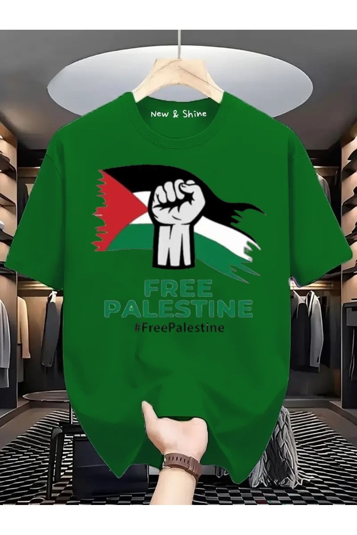 New Shine Free Filistin Baskılı Oversize T-Shirt