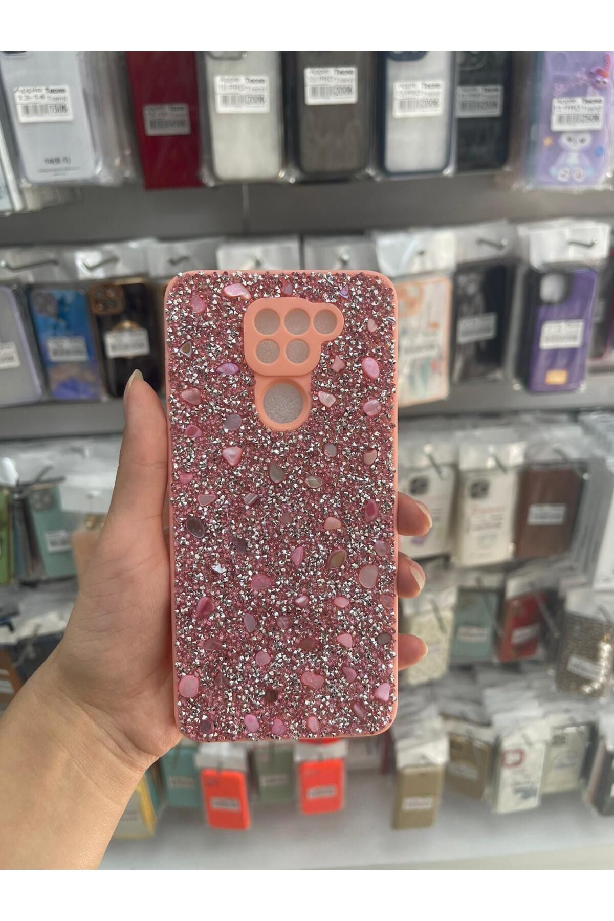 TECNOTREND XİAOMİ REDMİ NOTE 9 PARLAK TAŞLI TASARIM PIRLANTA KAPAK
