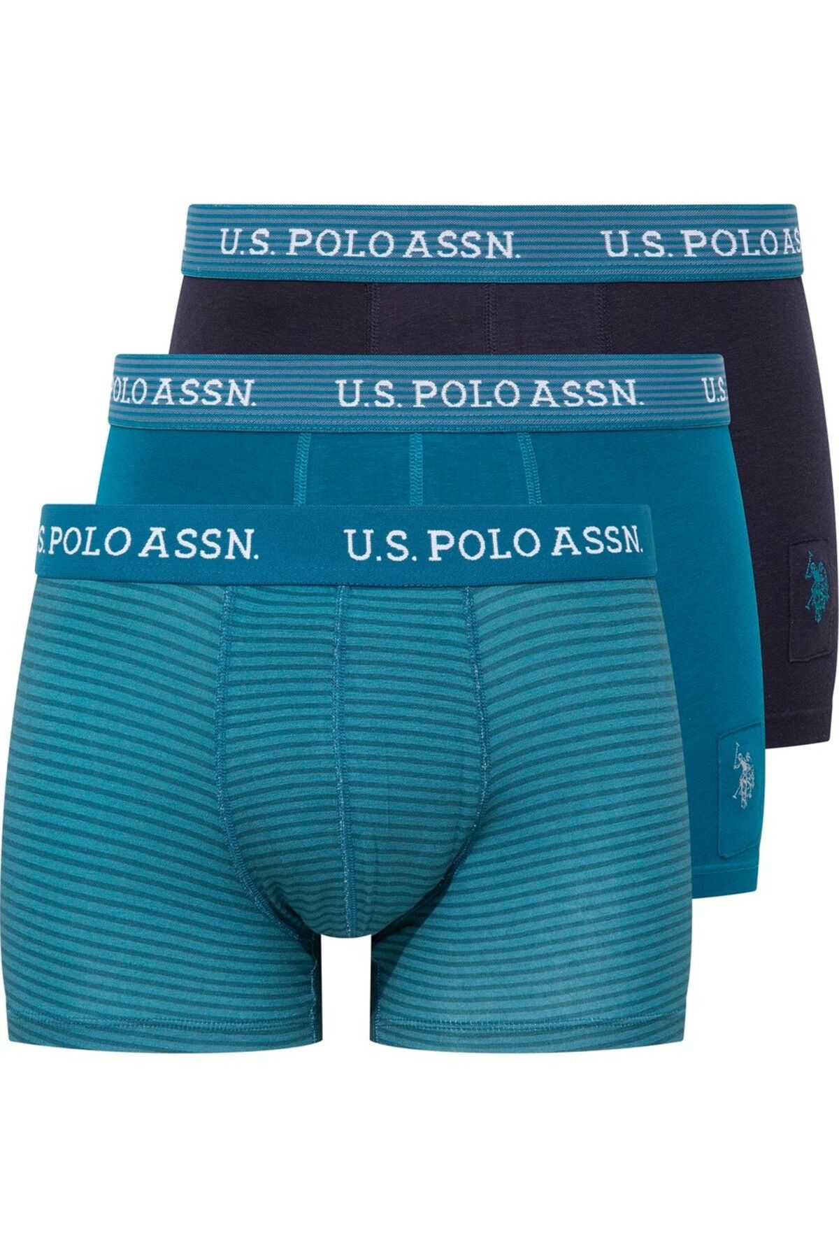 U.S. Polo Assn. U.S. Polo Assn. Erkek Baskılı-Lacivert-Yeşil 3'lü Boxer 80515