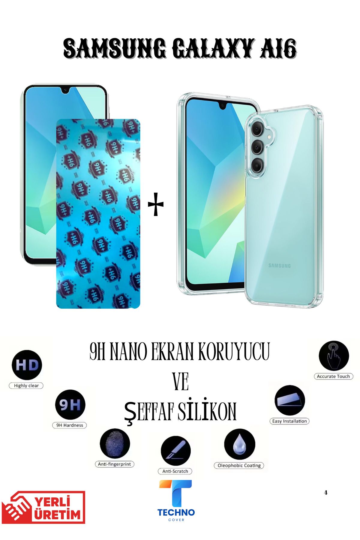 foxpower Samsung A16 Nano Ekran Koruyucu ve Şeffaf Kılıf 2li Avantajlı Paket