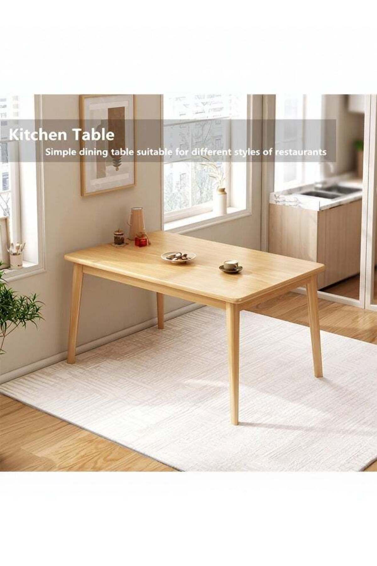 Taimi-Wooden Modern Dinning Table, Computer Desk, Office Desk, with Solid Wood Legs, 120x60x75cm 8