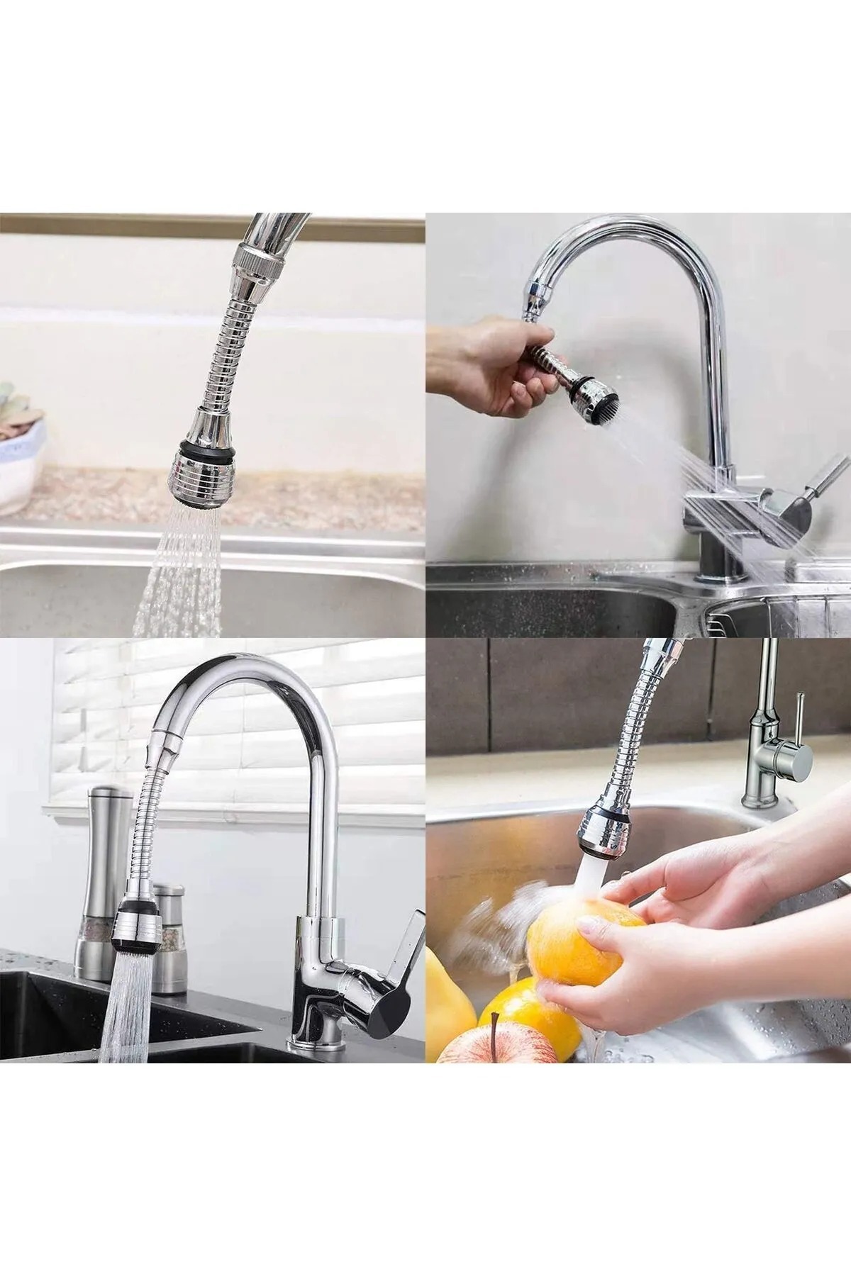 Turbo Flex 360 Instant Hands Free Faucet Swivel Spray Sink Hose (Silver) (6 inch), SF538631,