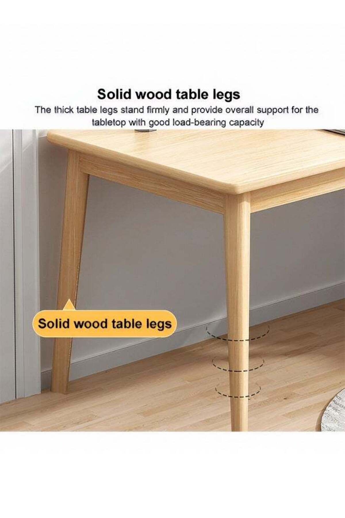 Taimi-Wooden Modern Dinning Table, Computer Desk, Office Desk, with Solid Wood Legs, 120x60x75cm 4