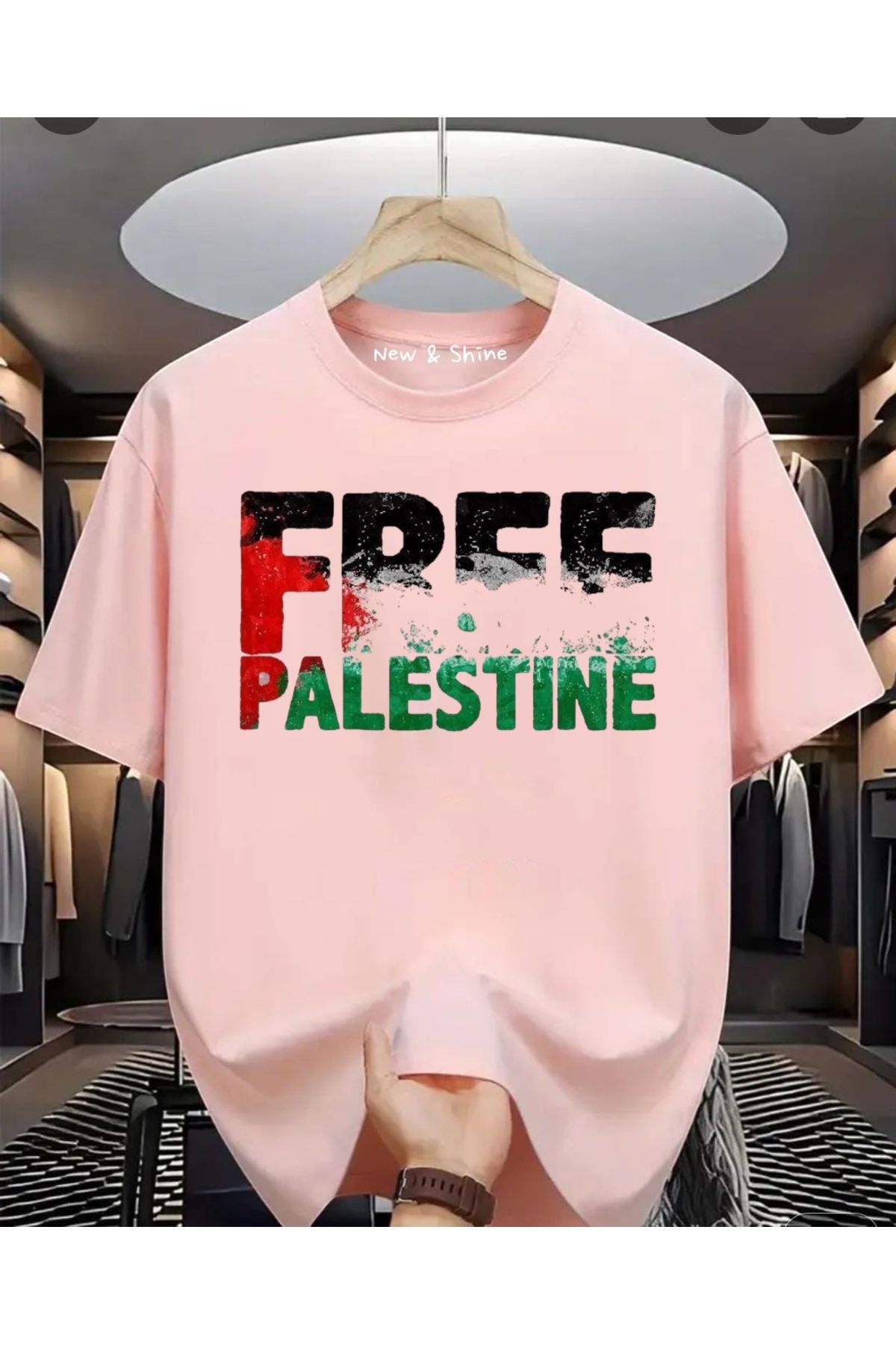 New Shine Free Filistin Baskılı Oversize T-Shirt