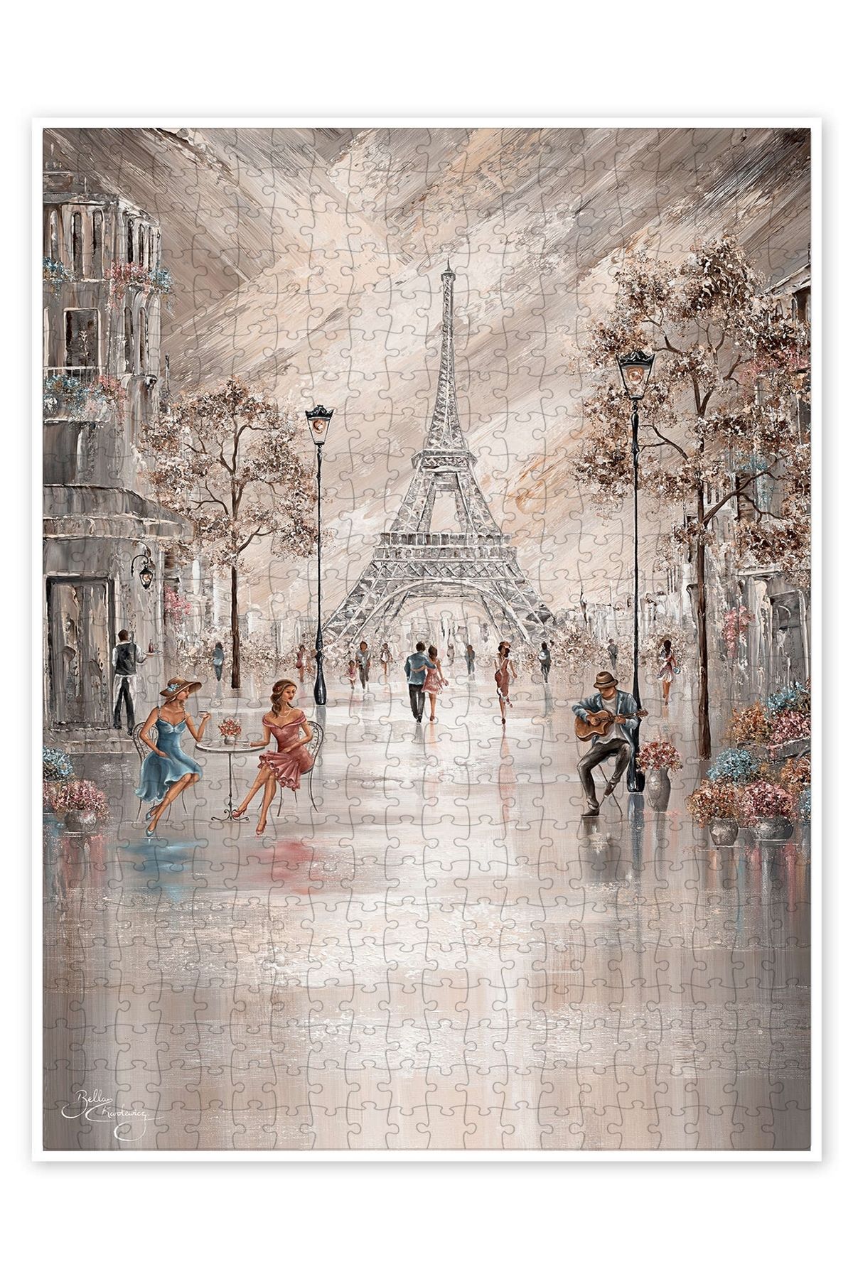 Jeronkarji Eyfel Kulesi'nde bir içki, Paris Flair 500 Parça Puzzle Yapboz Şehir Manzara Temalı Hobilik