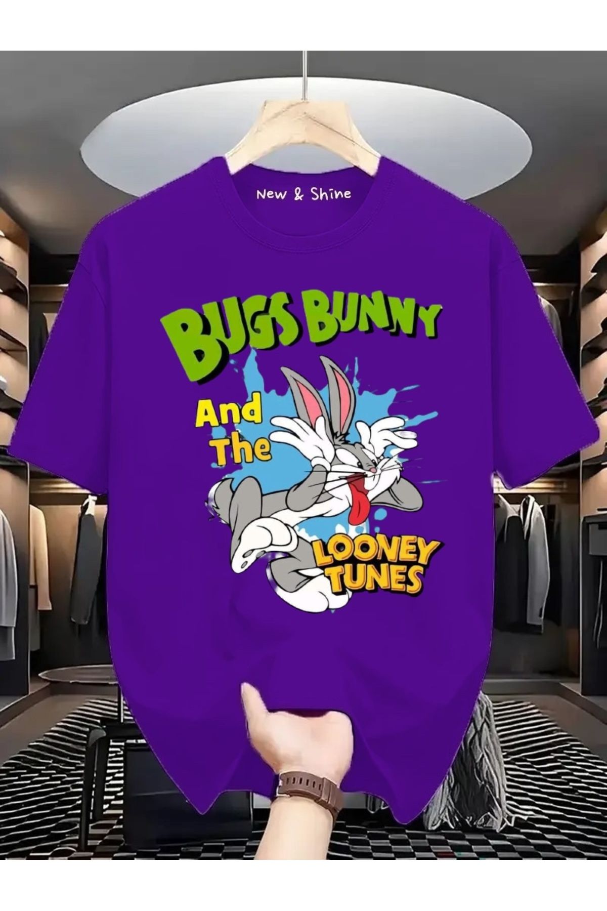 New Shine Bugs Bunny Baskılı Oversize T-Shirt