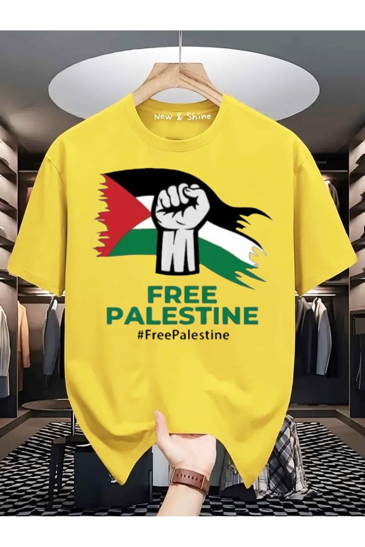 New Shine Free Filistin Baskılı Oversize T-Shirt