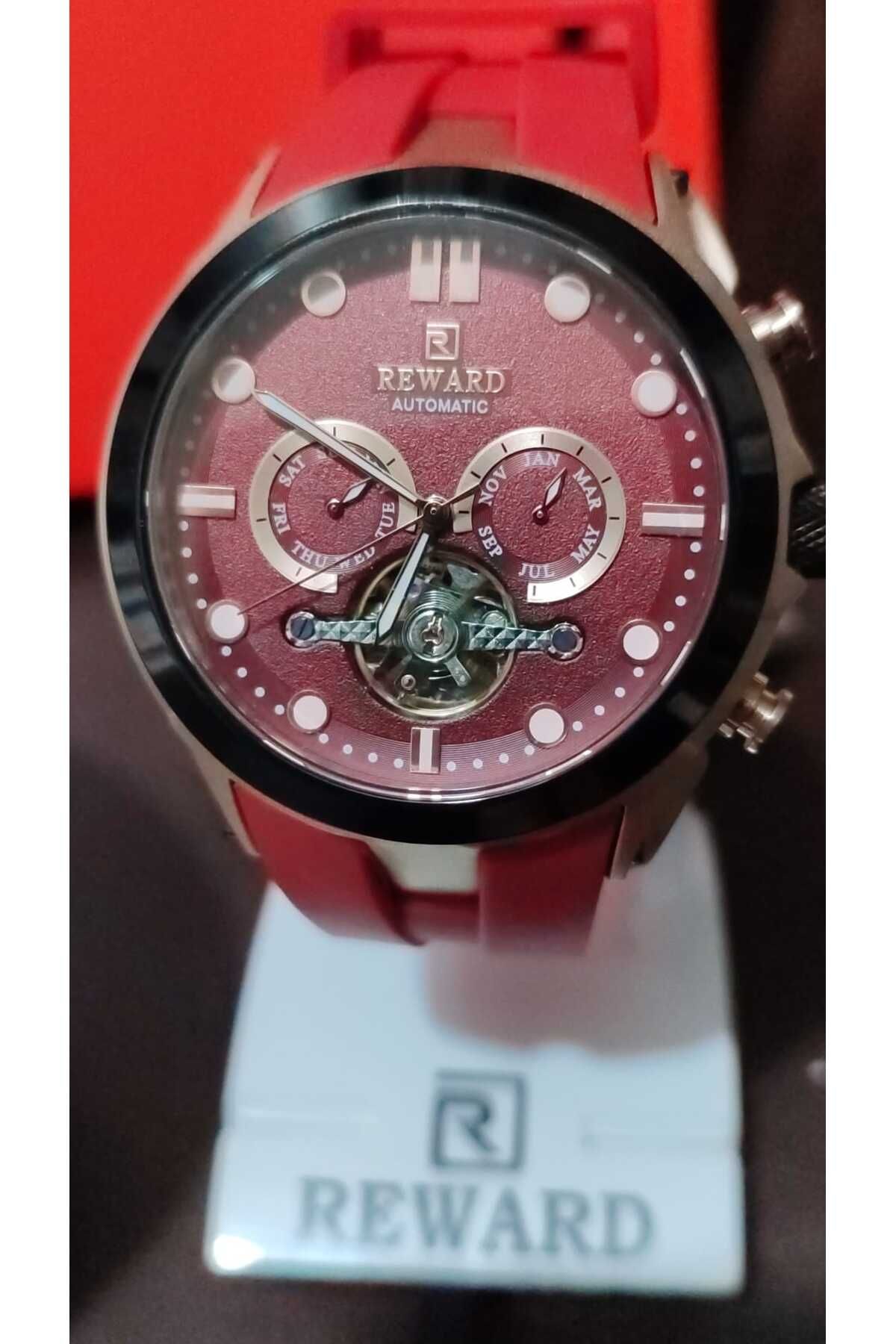 Reward A144952 Erkek OTOMATİK MEKANİZMA SİLİKON KORDON KIRMIZI KADRAN