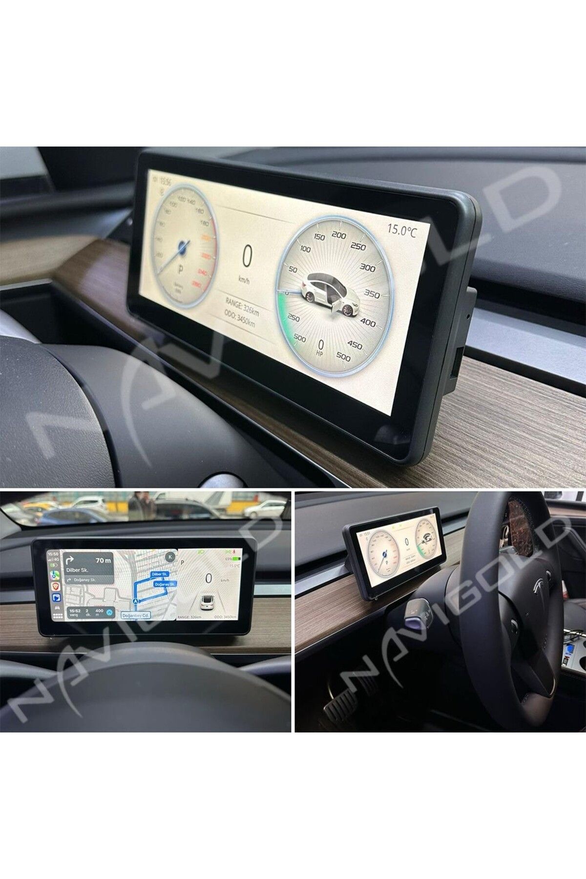 Navigold TESLA Marka MODEL Y ve MODEL X için UYUMLU KADRAN LCD DASHBOARD CARPLAY