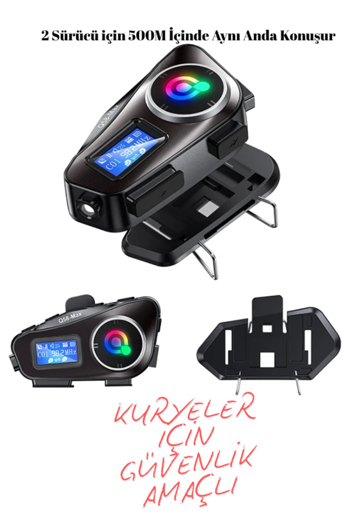 Qifit Kablosuz Motosiklet İnterkom Kulaklık Gürültü Engelleme, 2 Sürücü için 500M İçinde Aynı Anda Konuşur