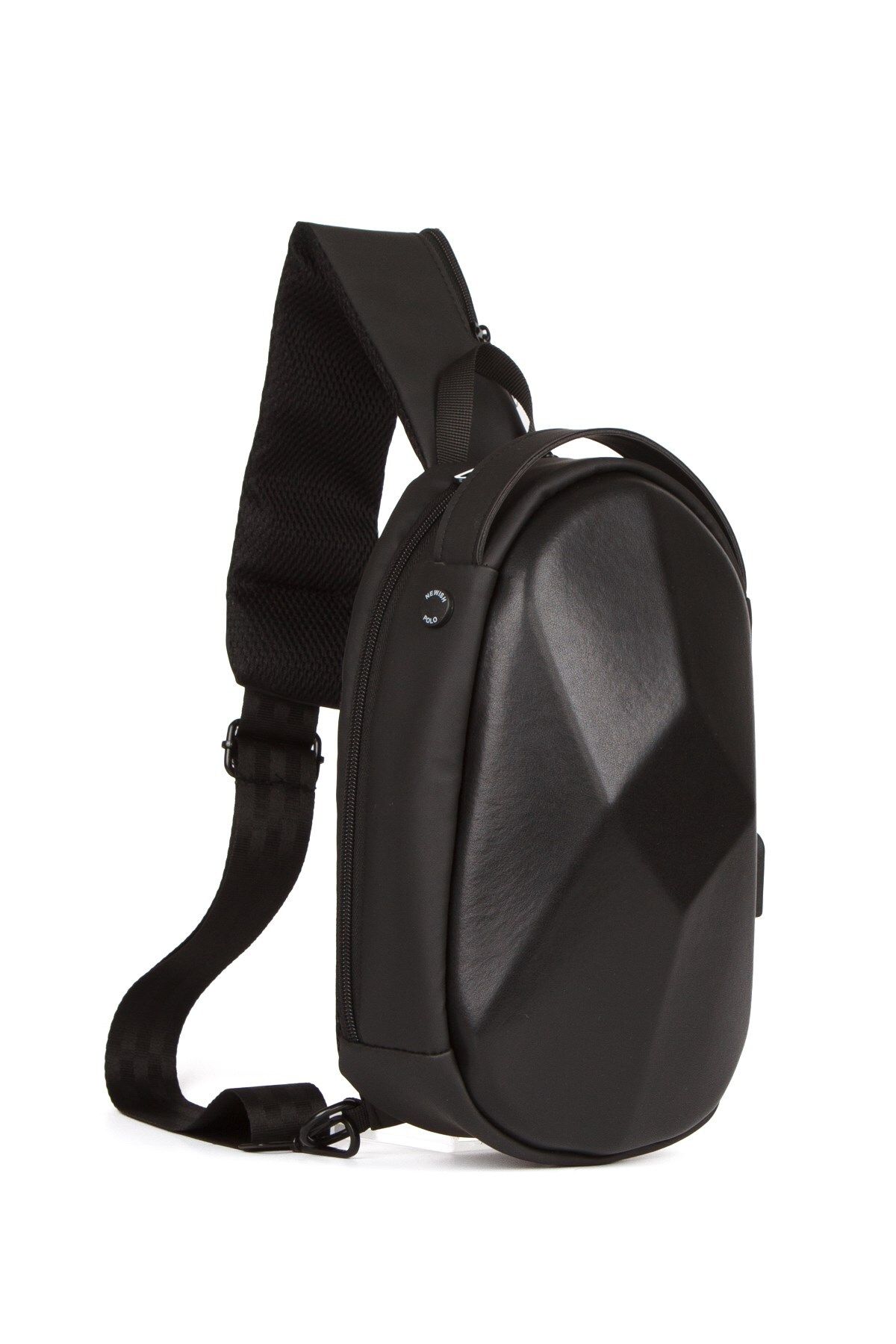 Newish Polo Erkek Usb Çıkışlı Çapraz Askılı Omuz ve Bel Çantası - Siyah