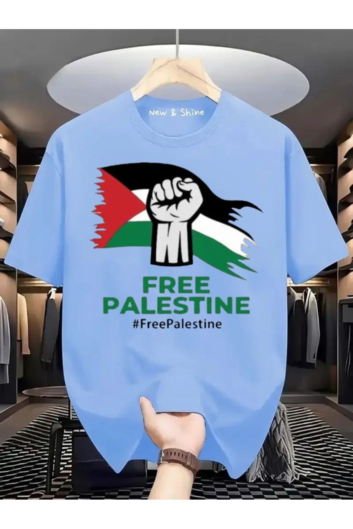 New Shine Free Filistin Baskılı Oversize T-Shirt