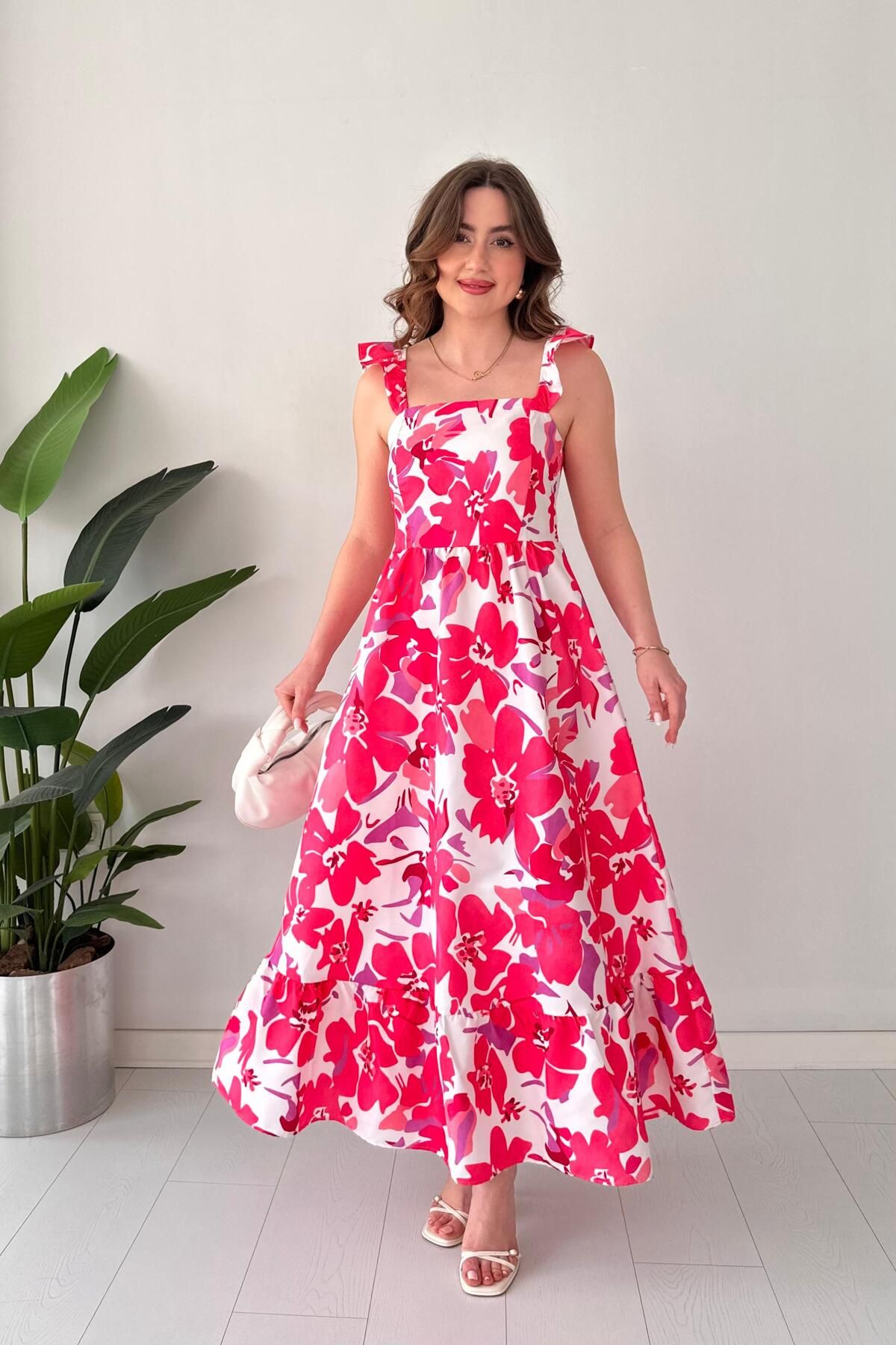 MaziButik Manolya Poplin Elbise Pembe